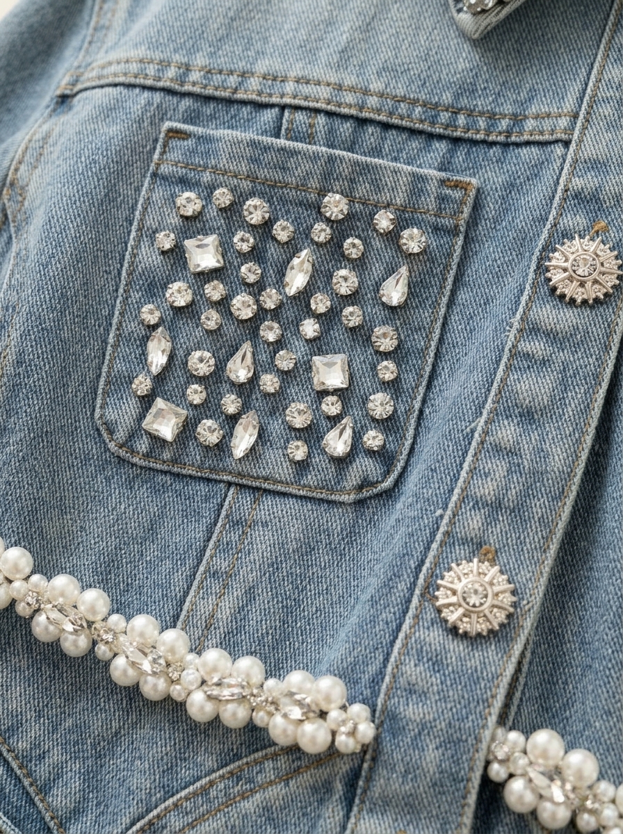 Pearl & Crystal Denim Jacket
