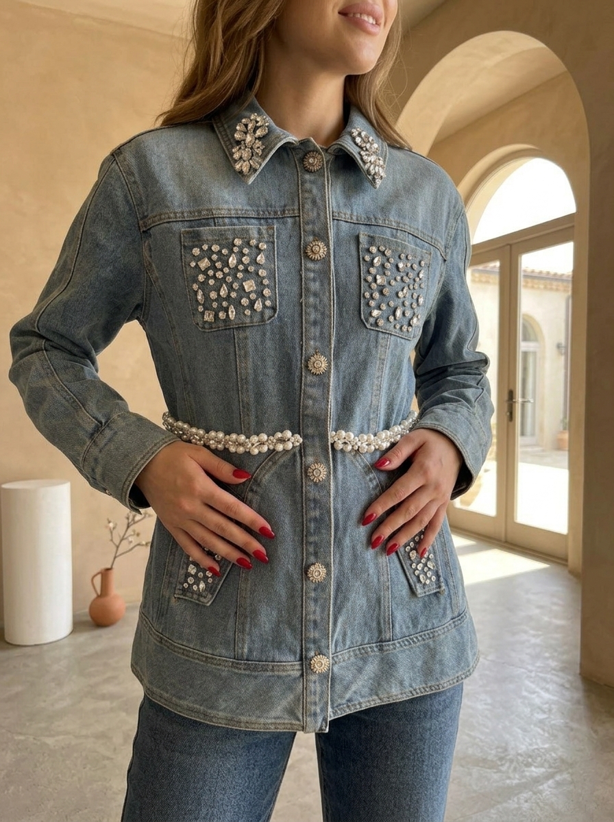 Pearl & Crystal Denim Jacket