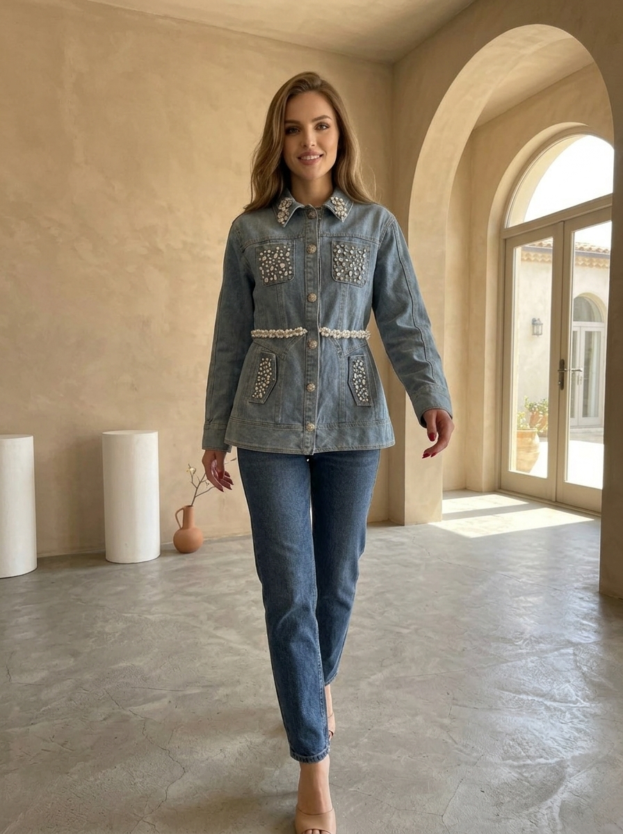 Pearl & Crystal Denim Jacket