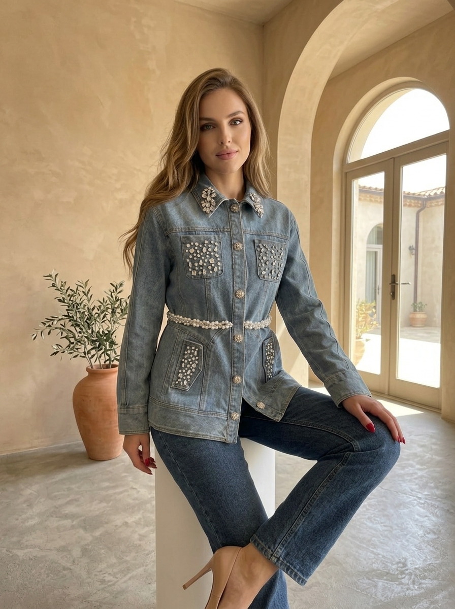 Pearl & Crystal Denim Jacket