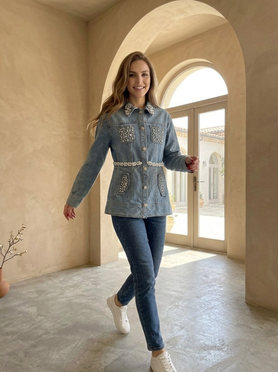 Pearl & Crystal Denim Jacket