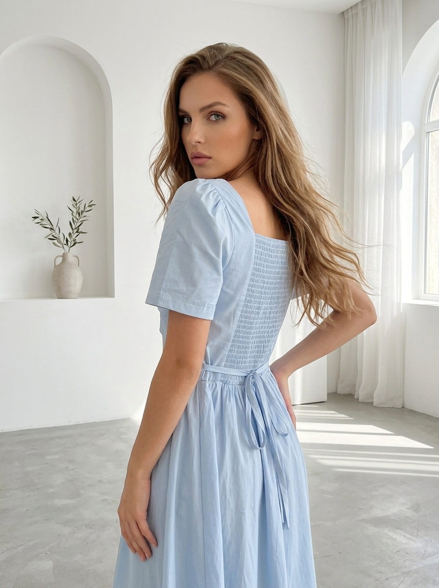 Sky Blue Midi Dress