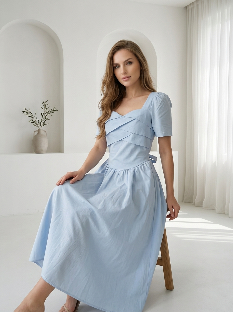 Sky Blue Midi Dress