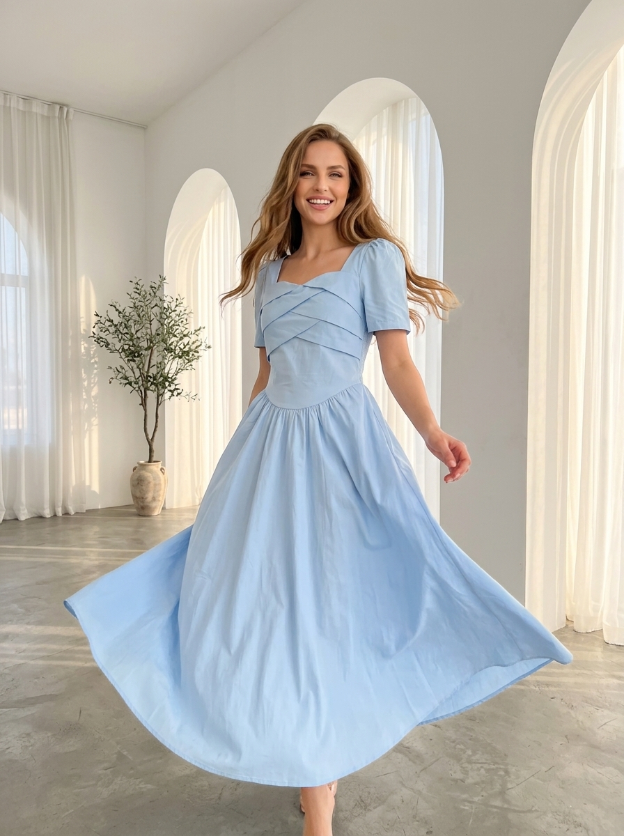 Sky Blue Midi Dress