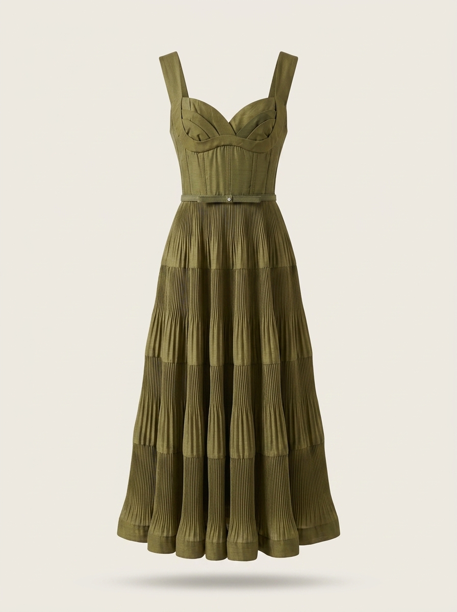 Olive Tiered Dress