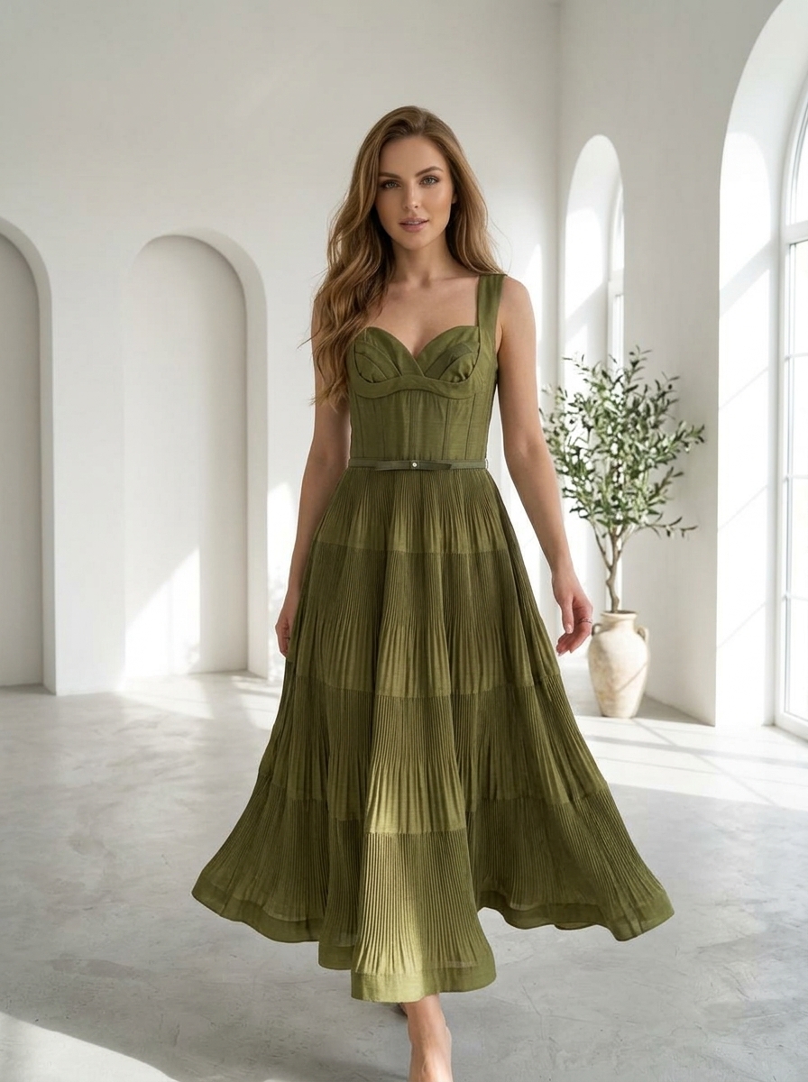Olive Tiered Dress
