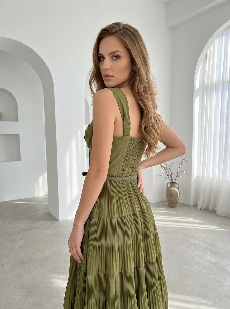 Olive Tiered Dress