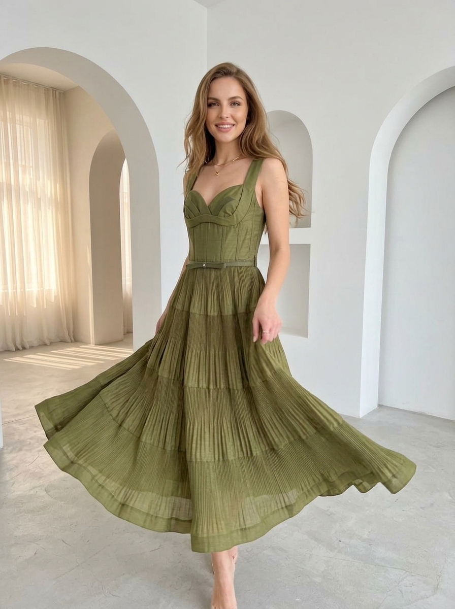 Olive Tiered Dress