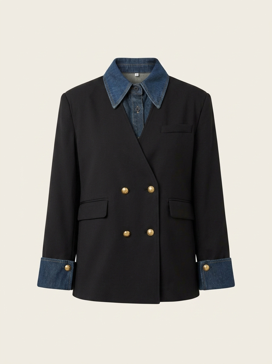 Denim Lapel Blazer