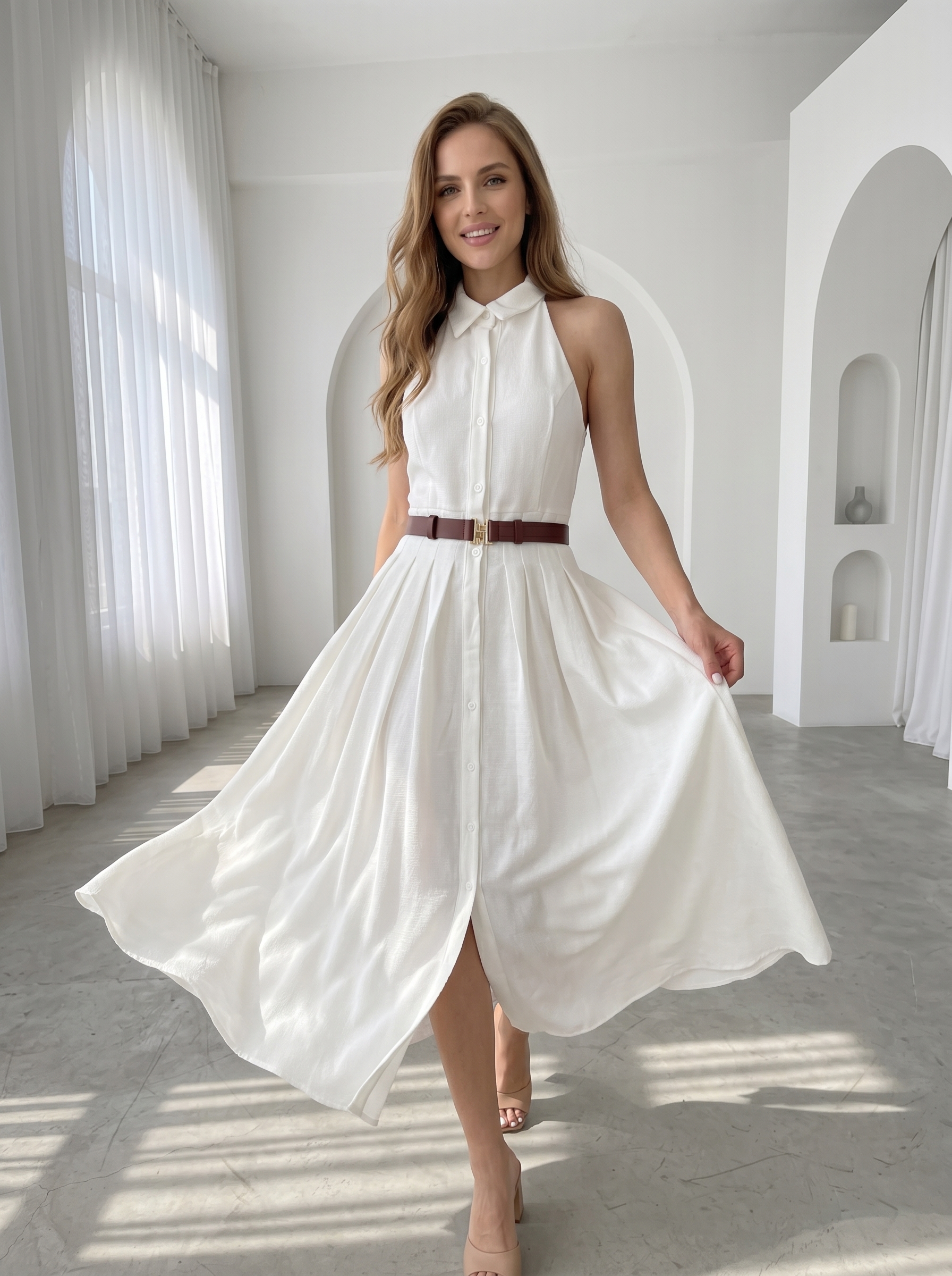White Halter Dress
