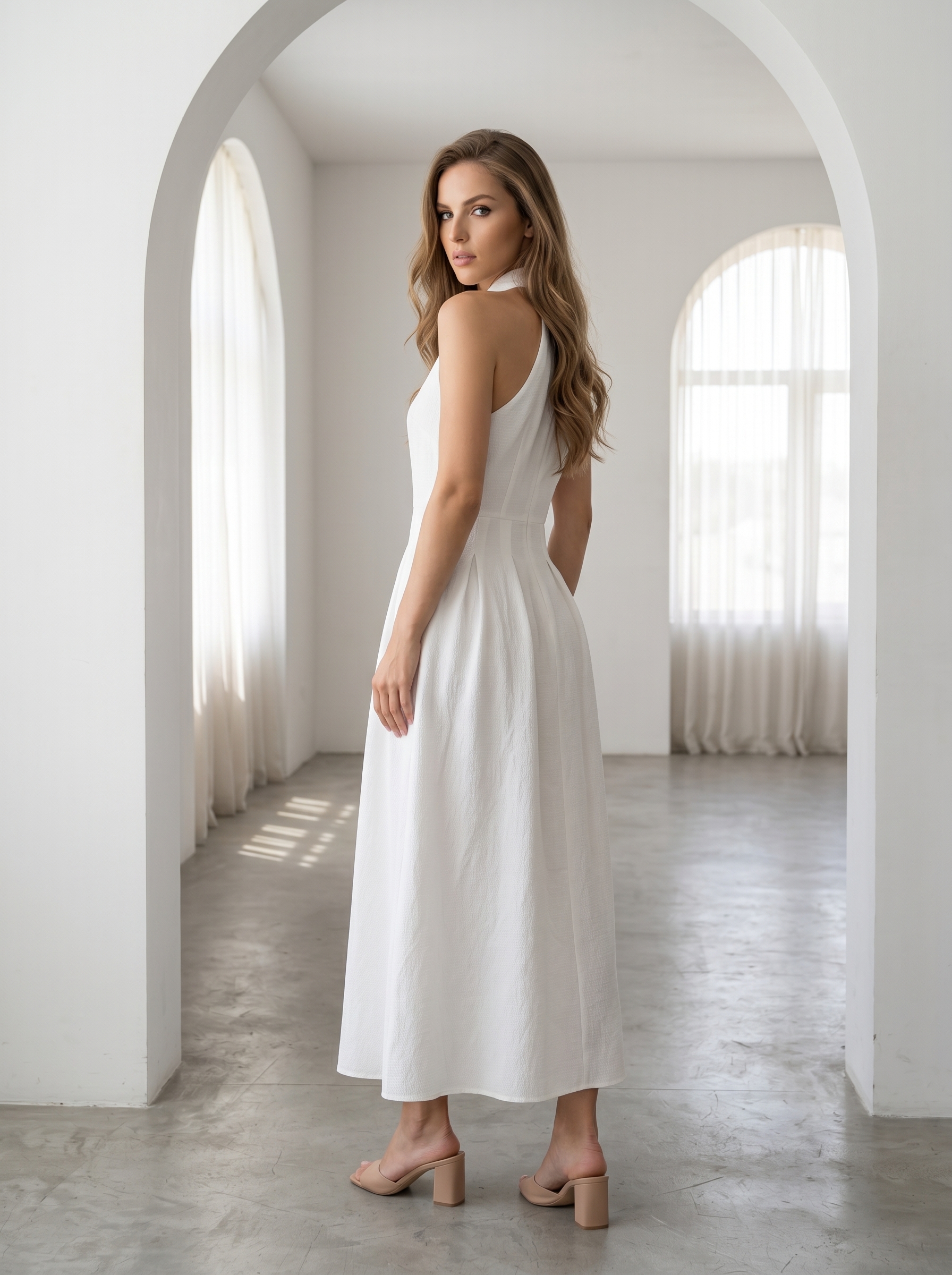 White Halter Dress