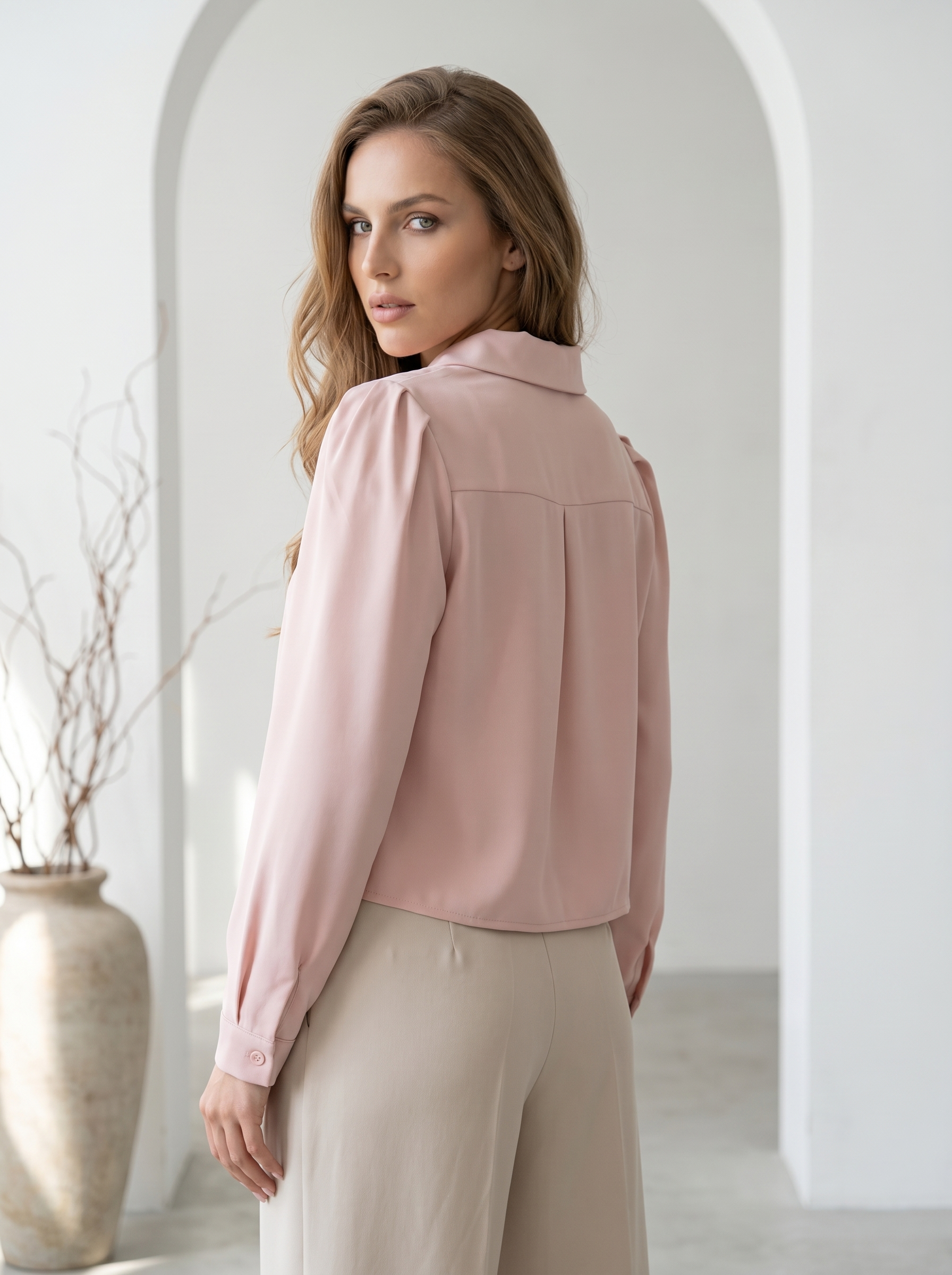 Blush Button-Up Blouse