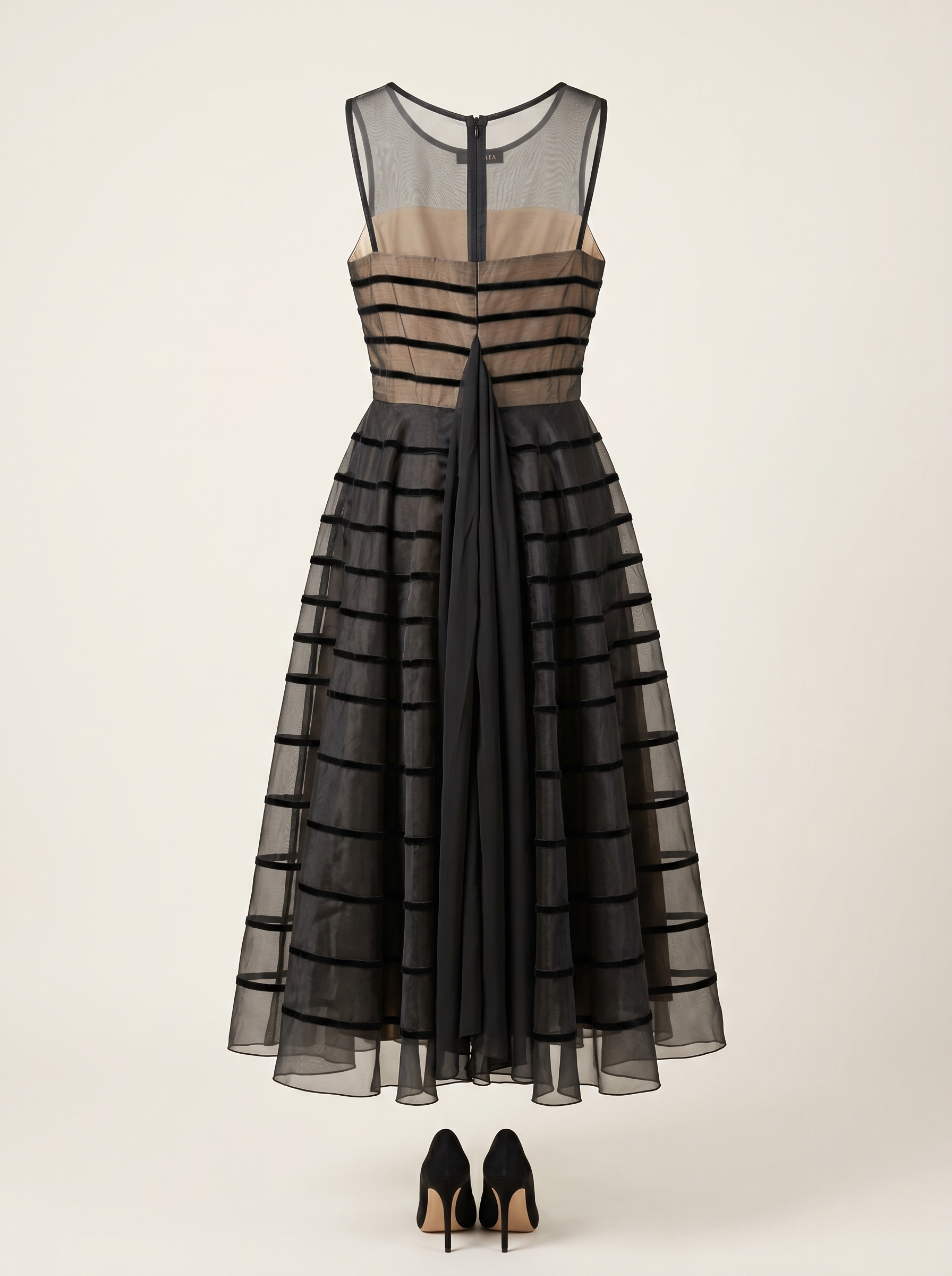 Velvet Stripe Organza Dress