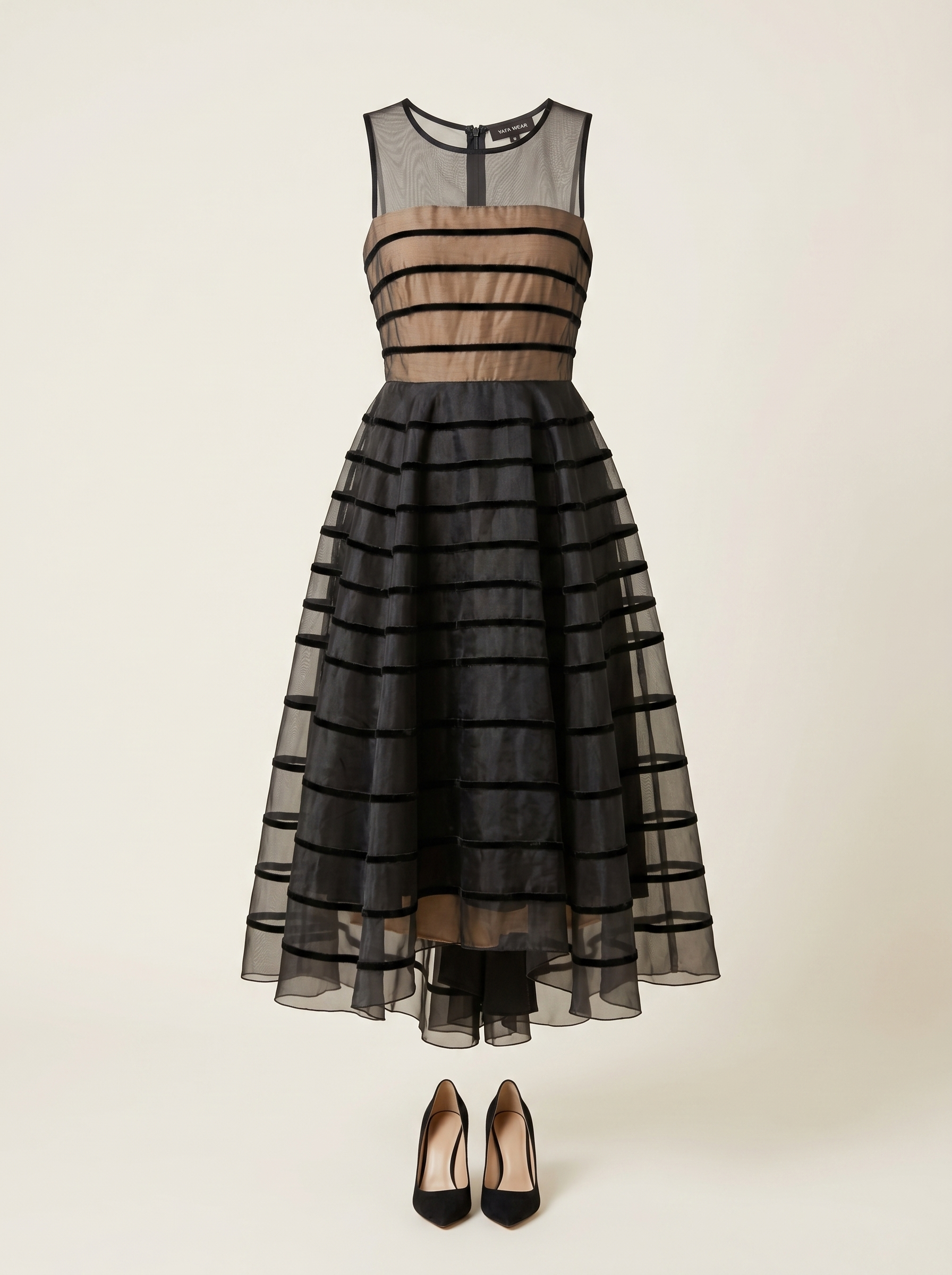 Velvet Stripe Organza Dress