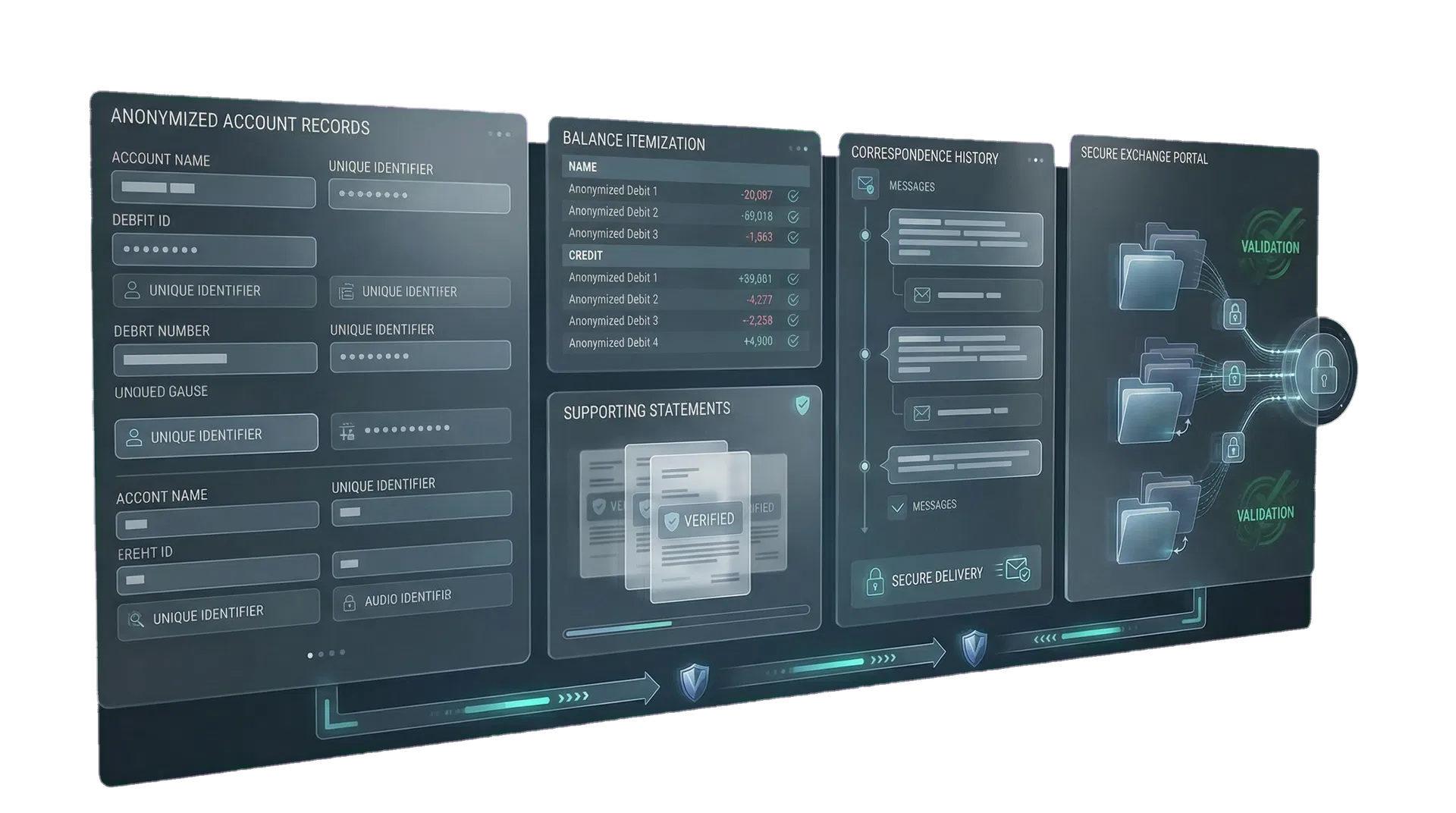 Secure document exchange and proof-of-debt interface