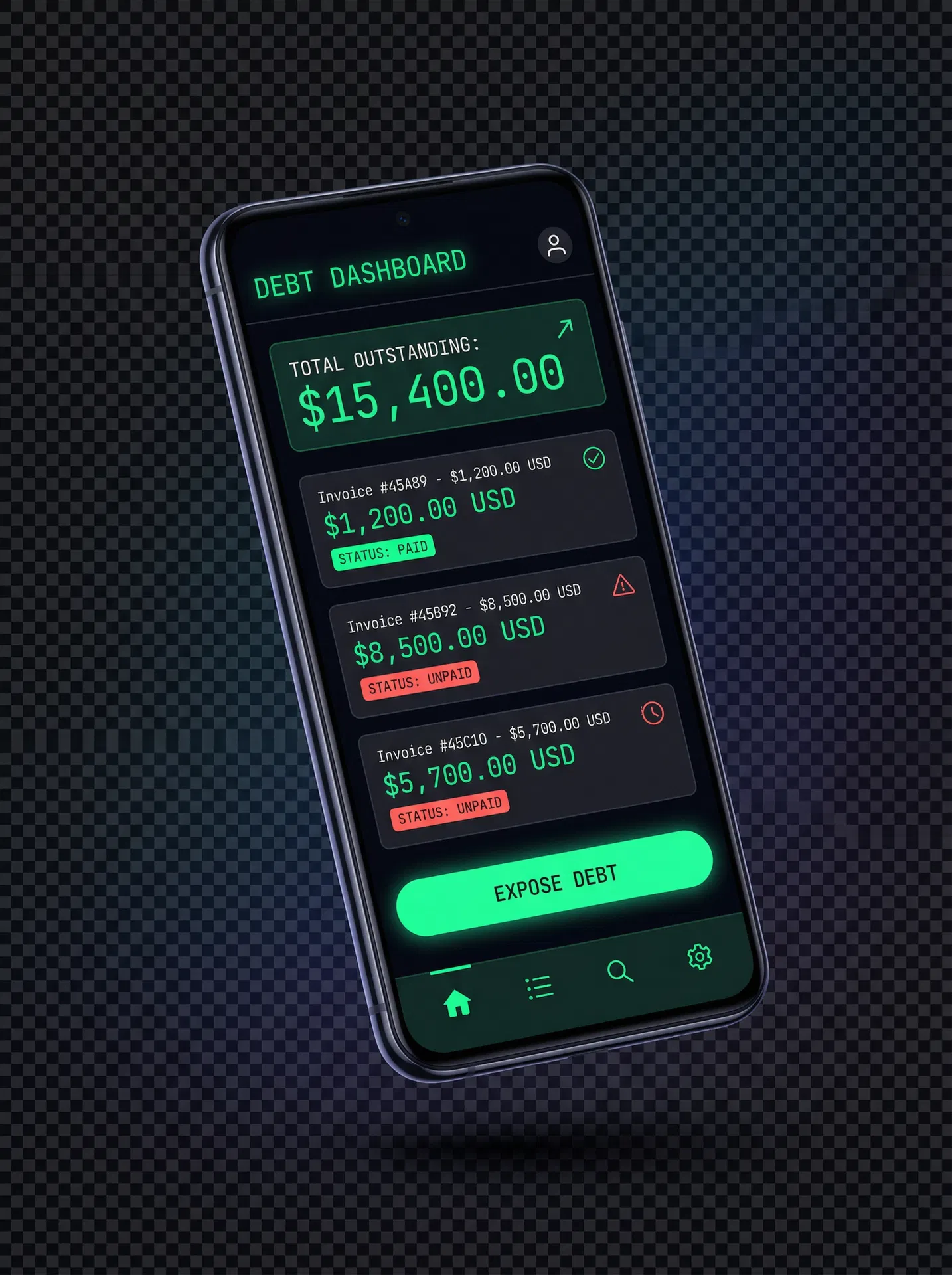 UnpaidInvoice App Dashboard