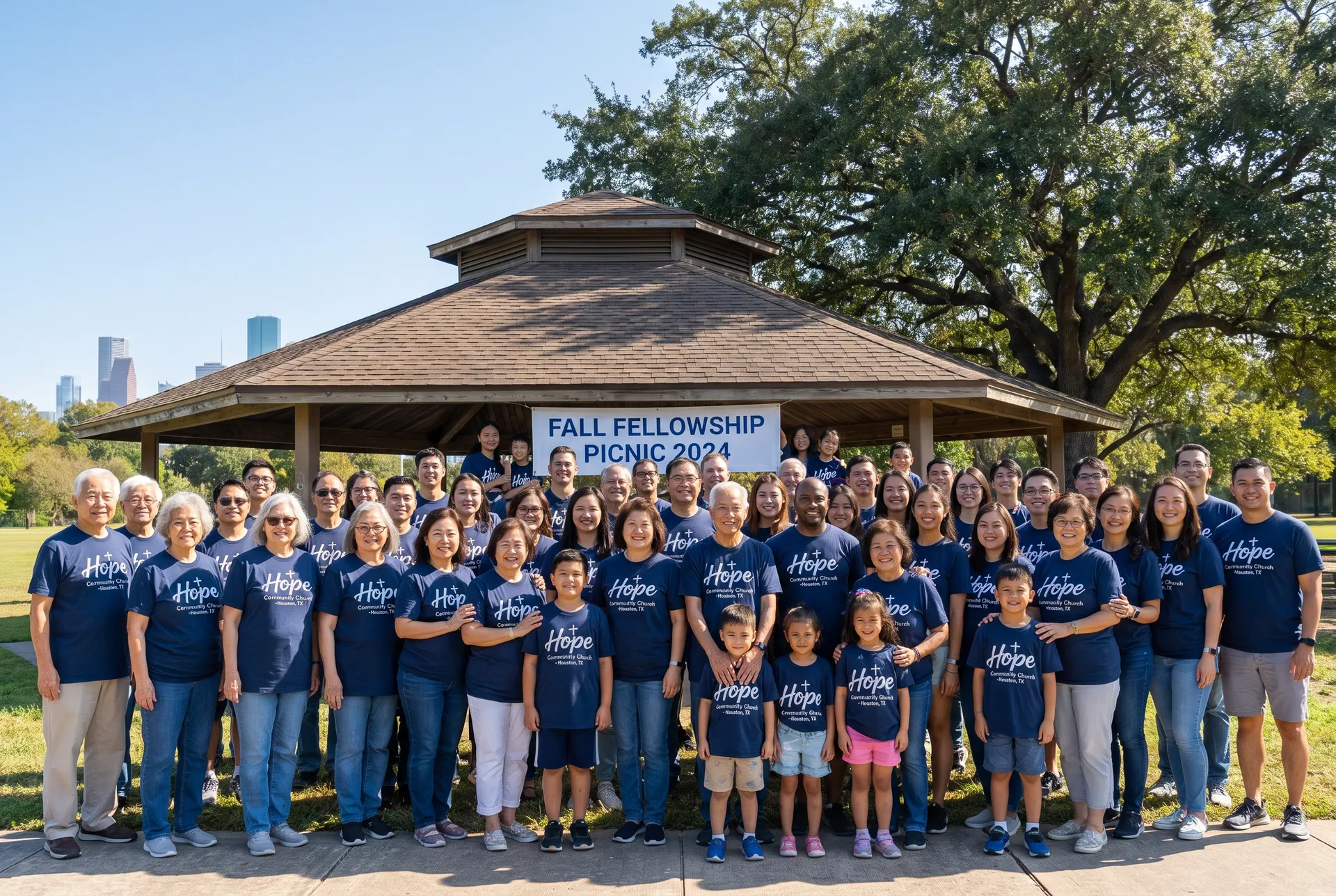 Church group in matching custom shirts