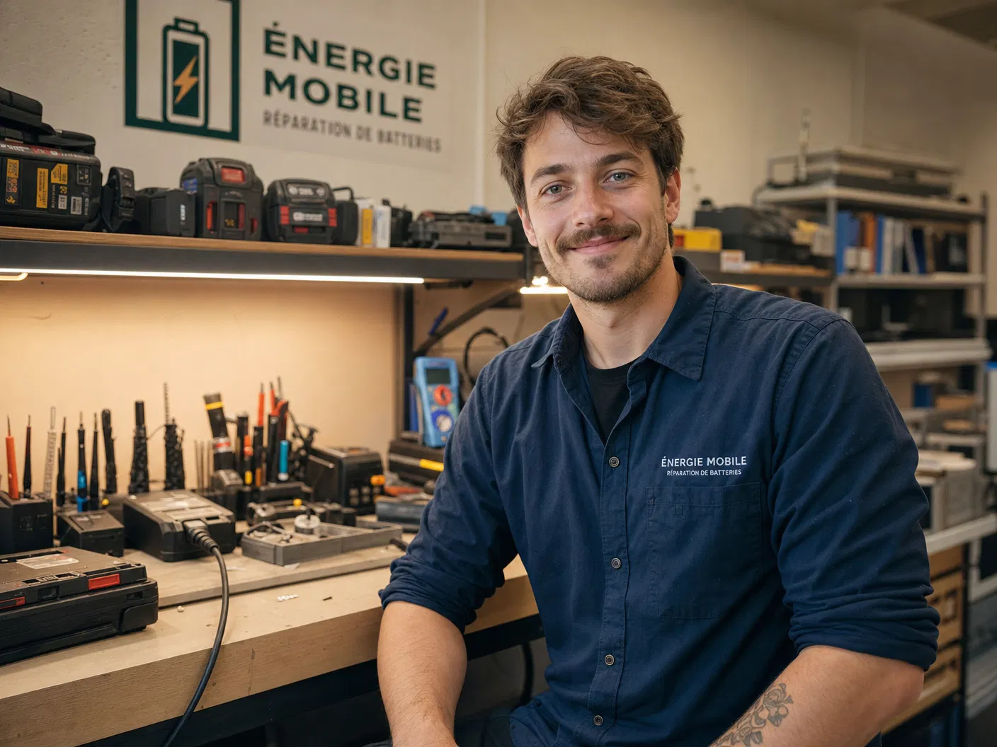 Fondateur de Spark Énergie dans l'atelier