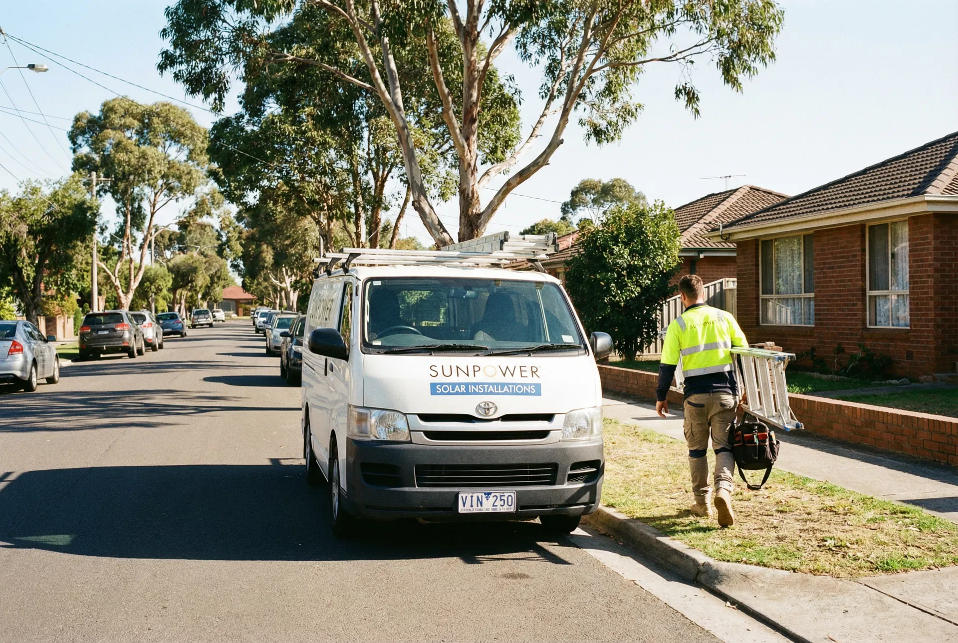 Solar installation team on the road