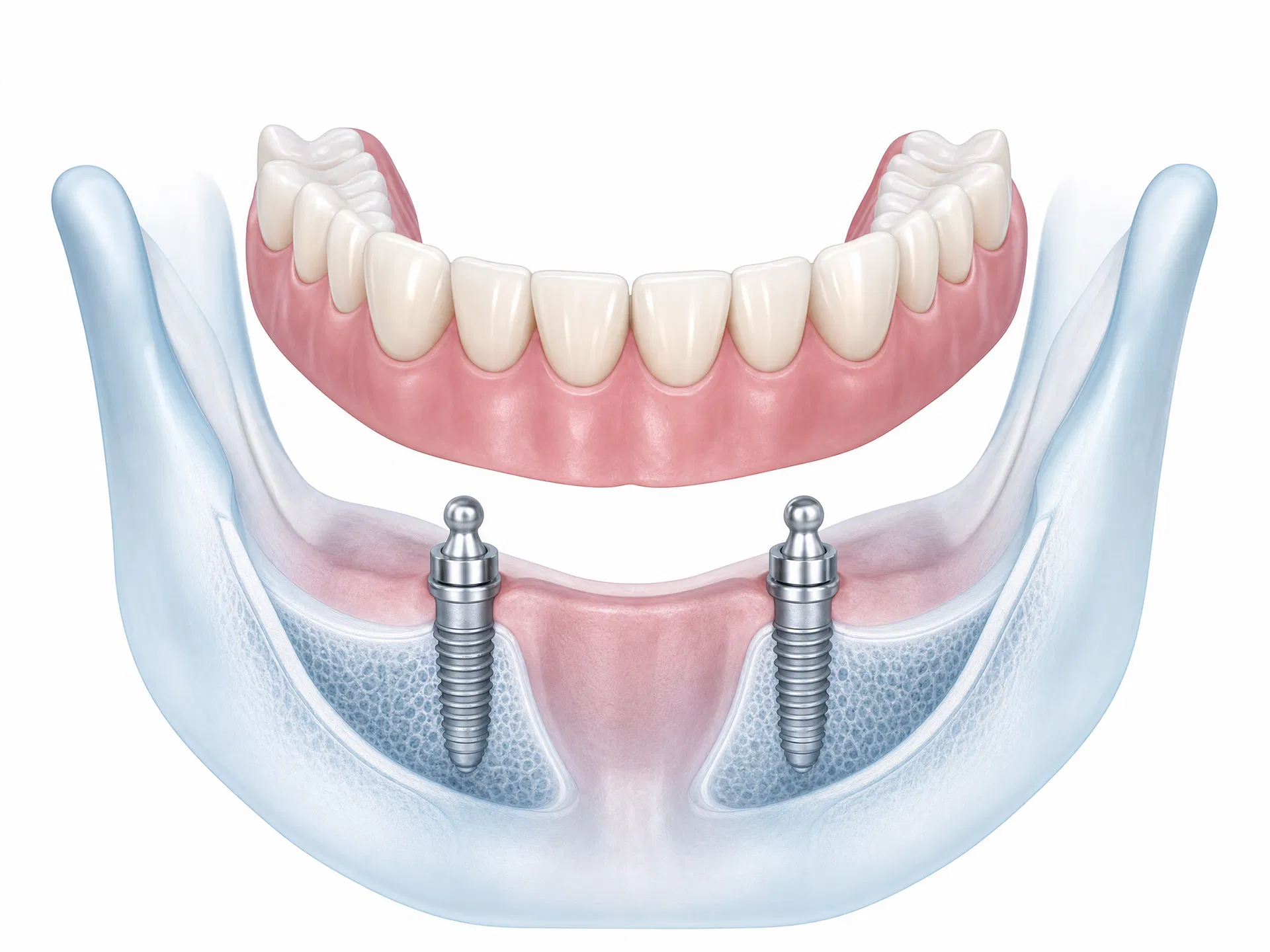 Implant-supported overdenture illustration