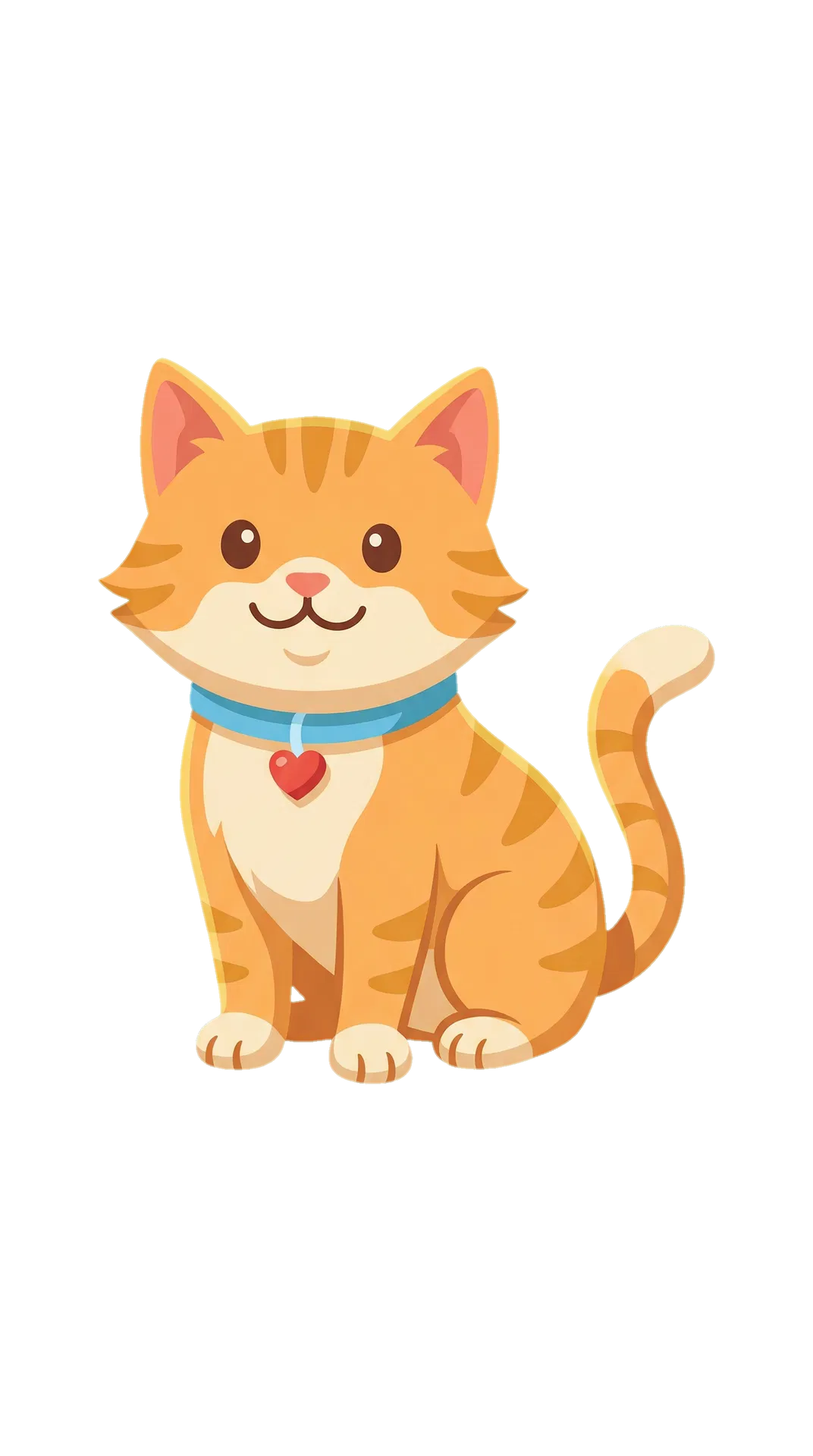Happy orange tabby cat with heart collar