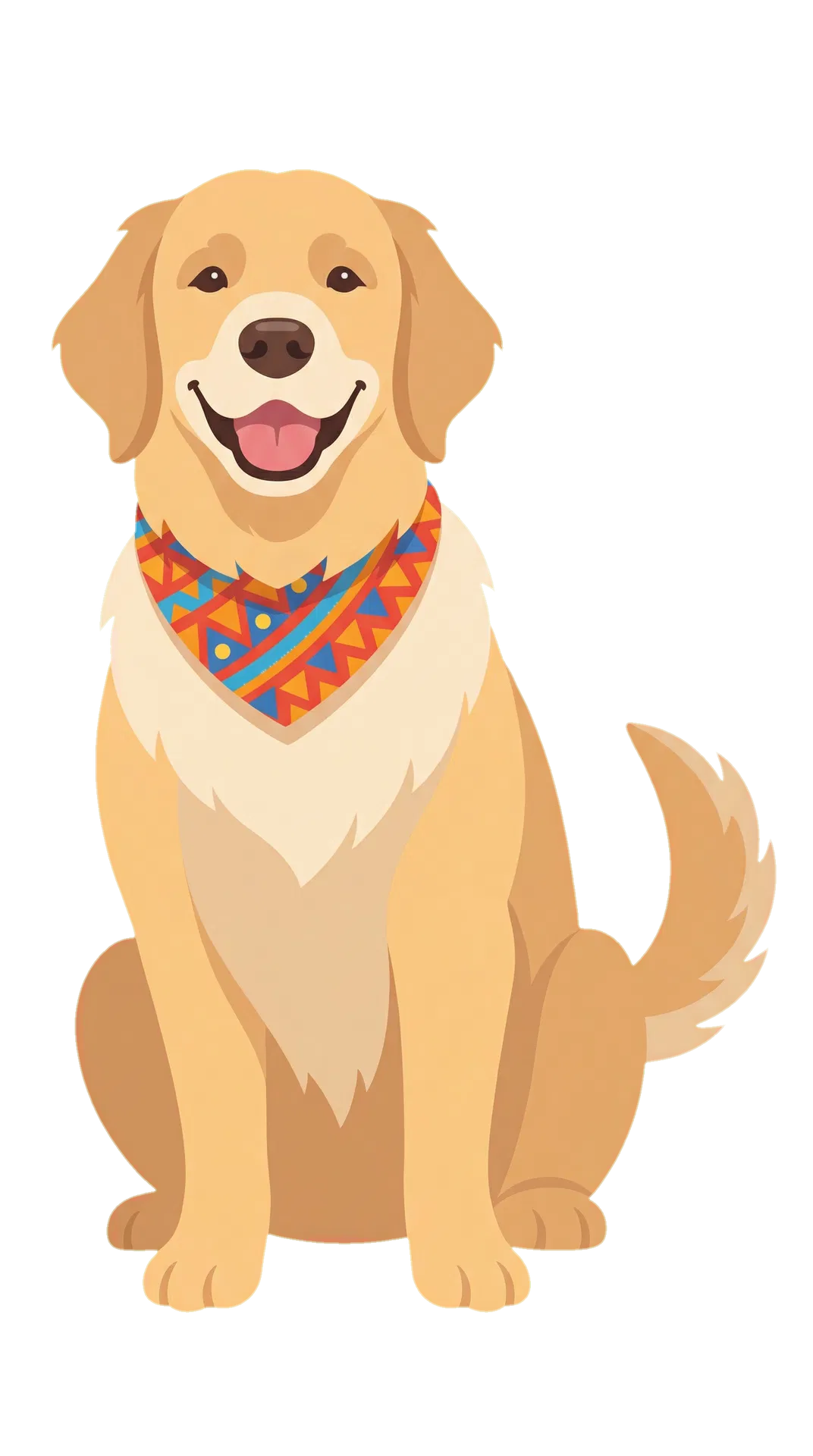 Happy golden retriever with bandana
