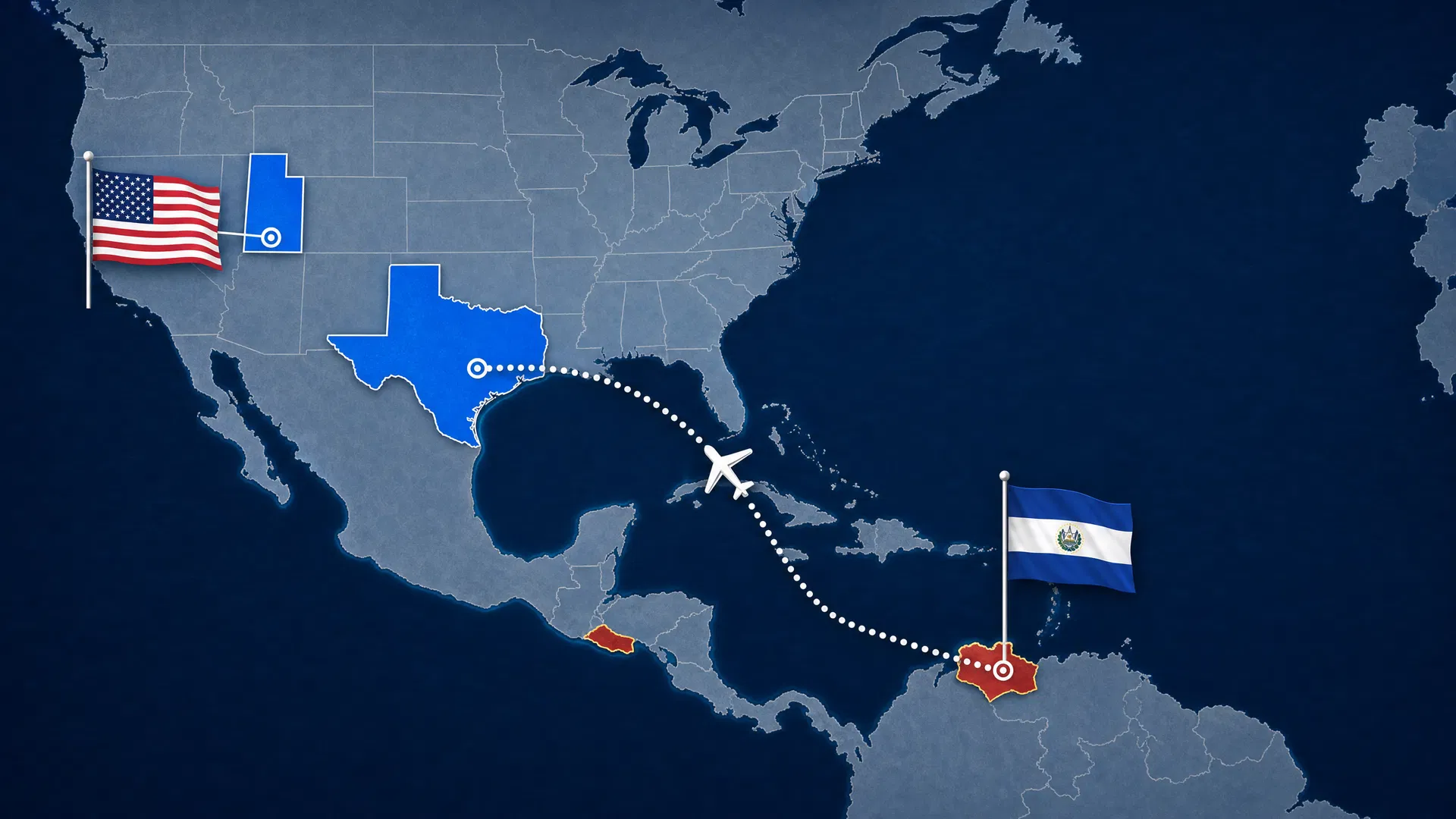 Mapa de rutas D'León Express USA a El Salvador