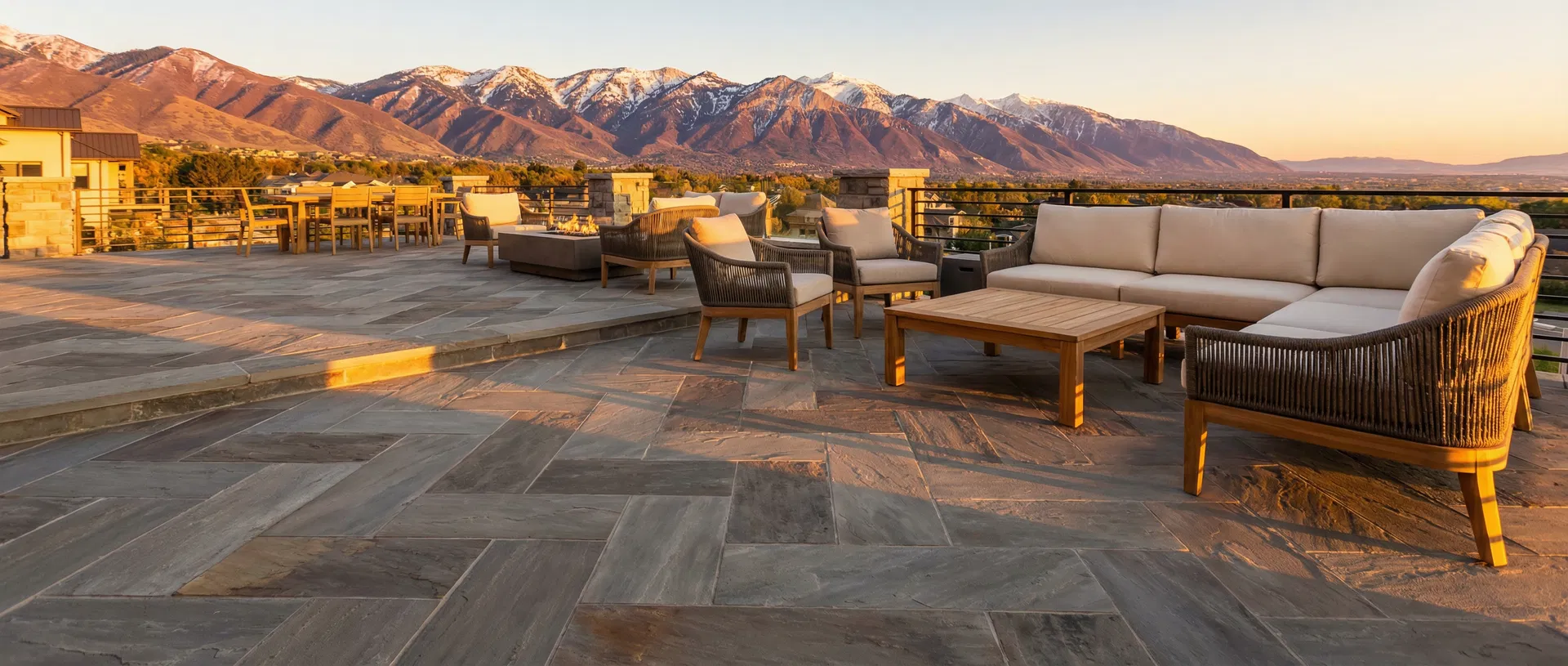 Stone deck overlooking Utah mountains