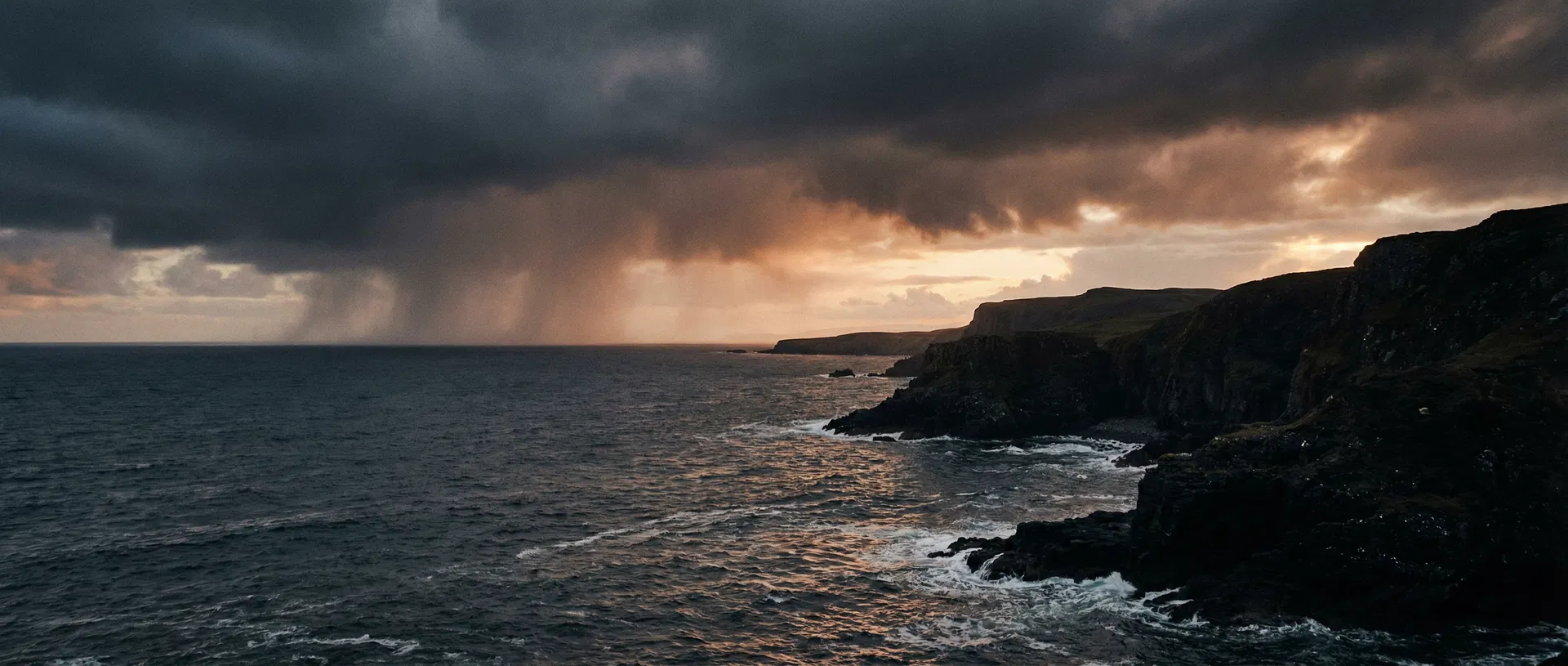 Moody Scottish coastline at dusk
