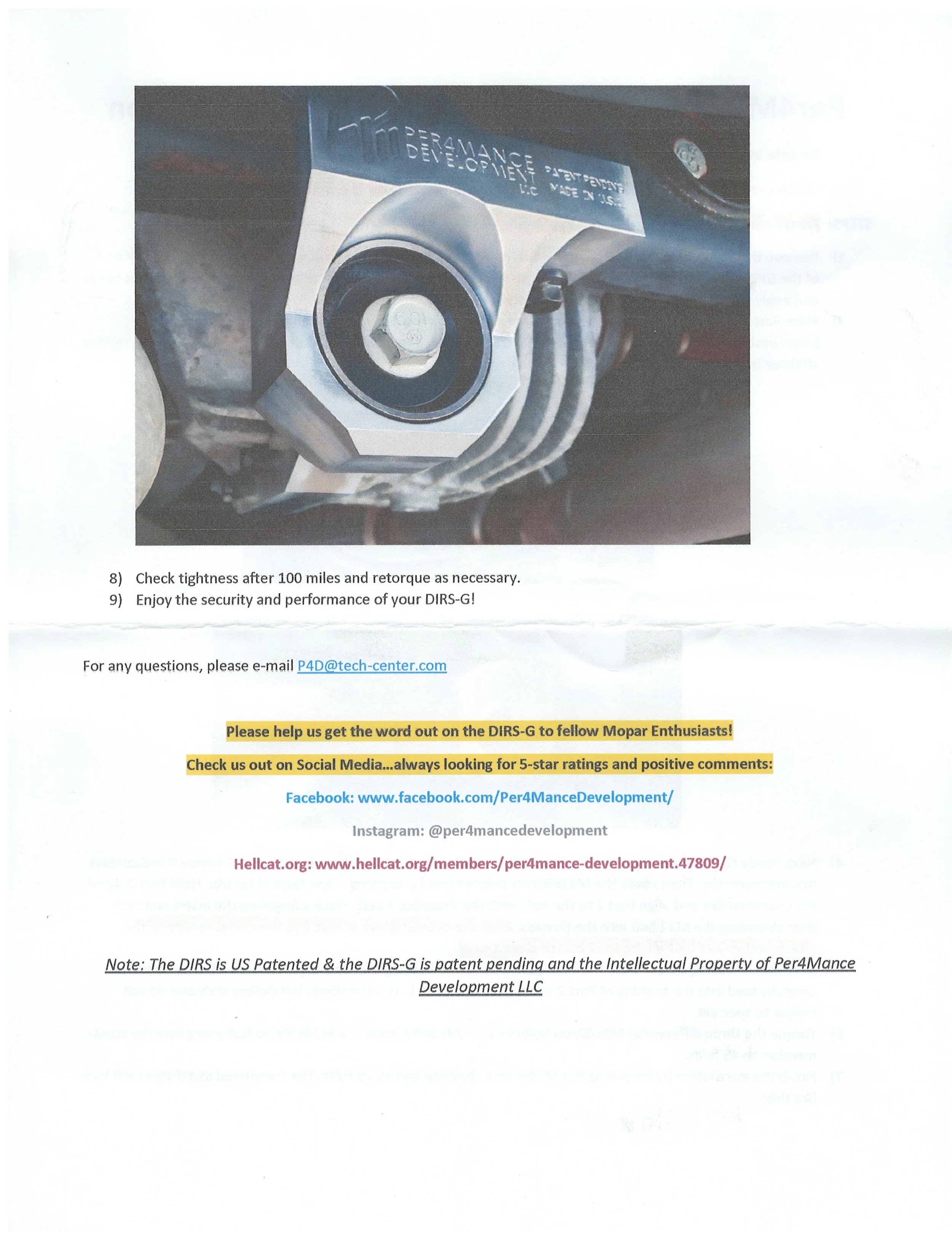 LD Pre-Facelift (2009-2014) Dodge Charger/Challenger/Chrysler 300 Rear Differential Brace (DIRS-G) by Per4mance Development for V8 RWD Models thumbnail 7