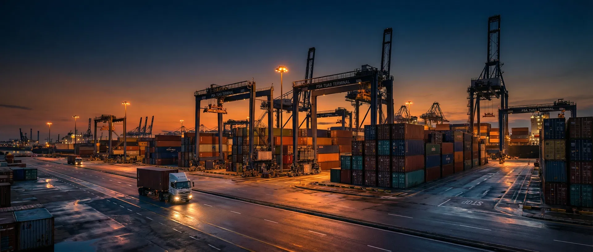 PSA Port Terminal at dusk