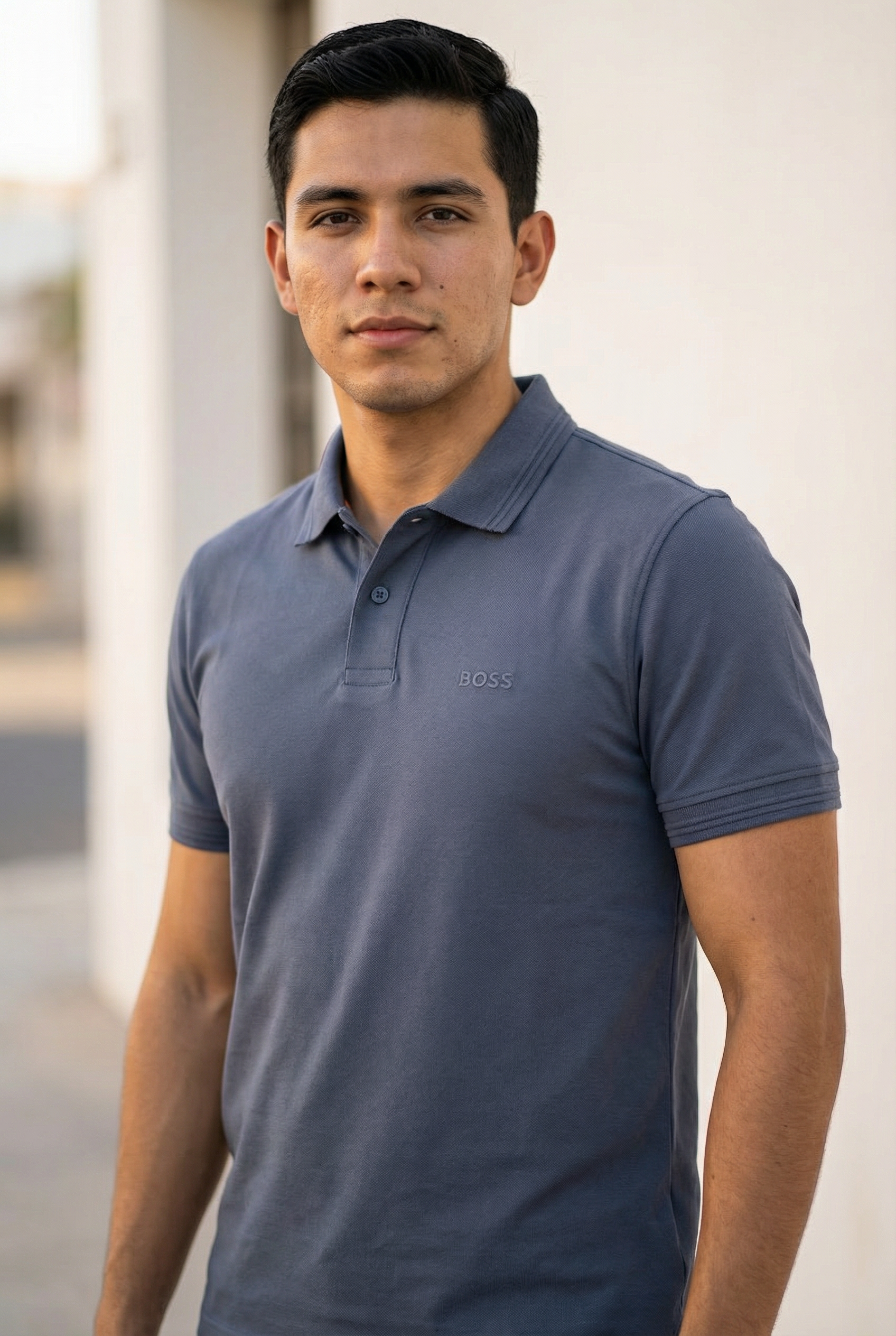 Polo BOSS Azul Acero Manga Corta