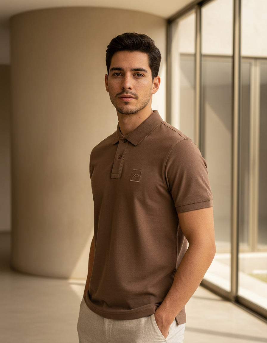 Polo BOSS Orange Camel Regular Fit Stretch