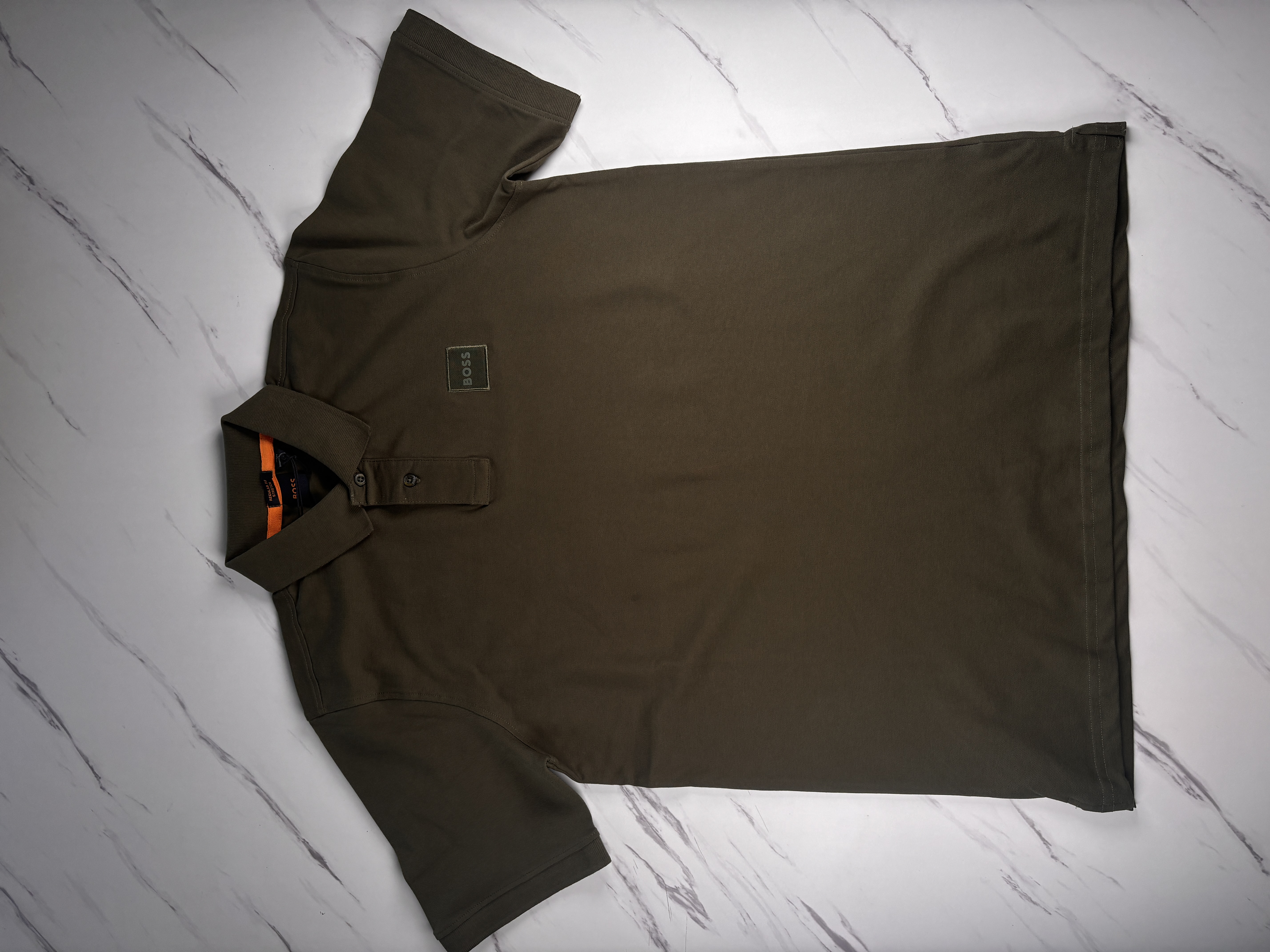 Polo BOSS Orange Verde Olivo Regular Fit Stretch Hombre