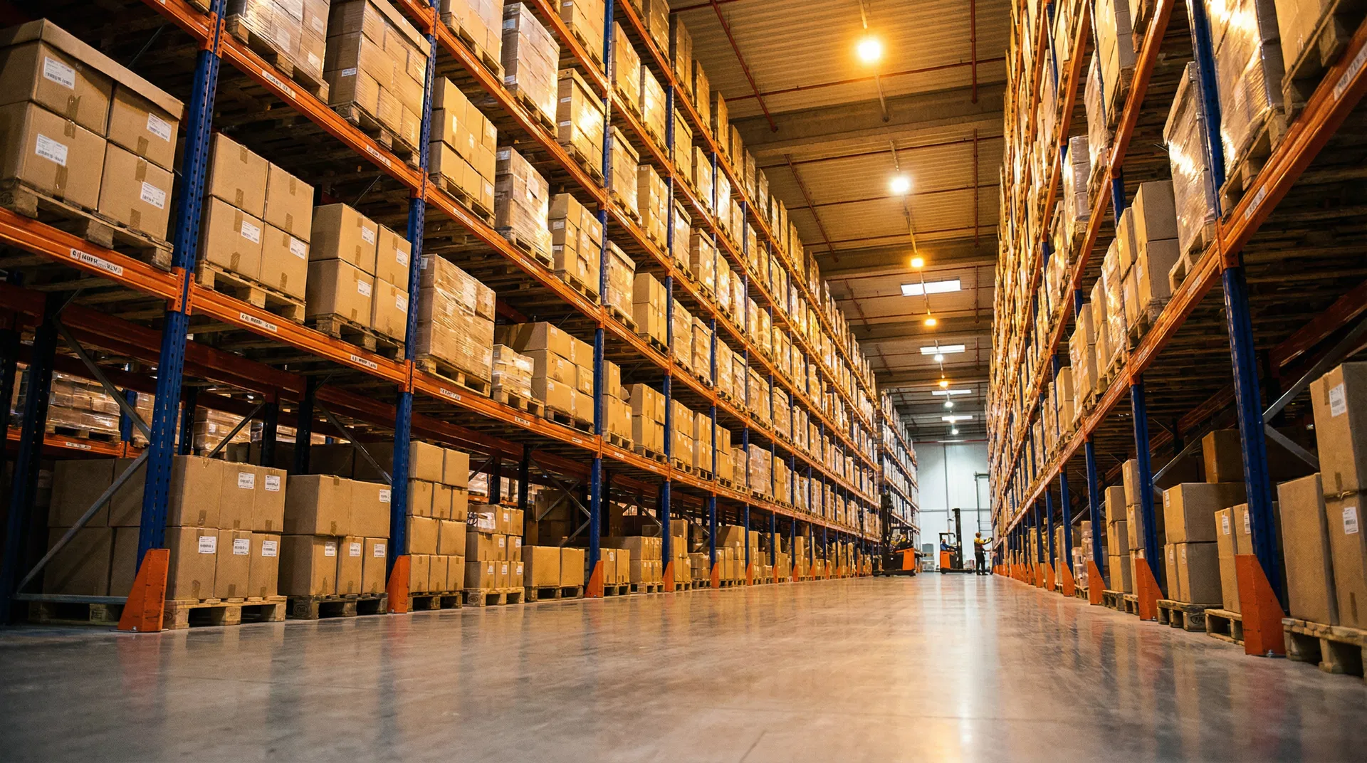 Modern warehouse interior with pallet racking systems