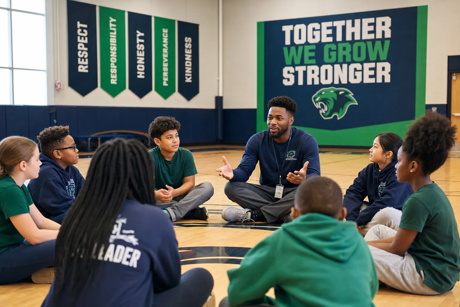 Students participating in a structured S.E.L.F. framework session