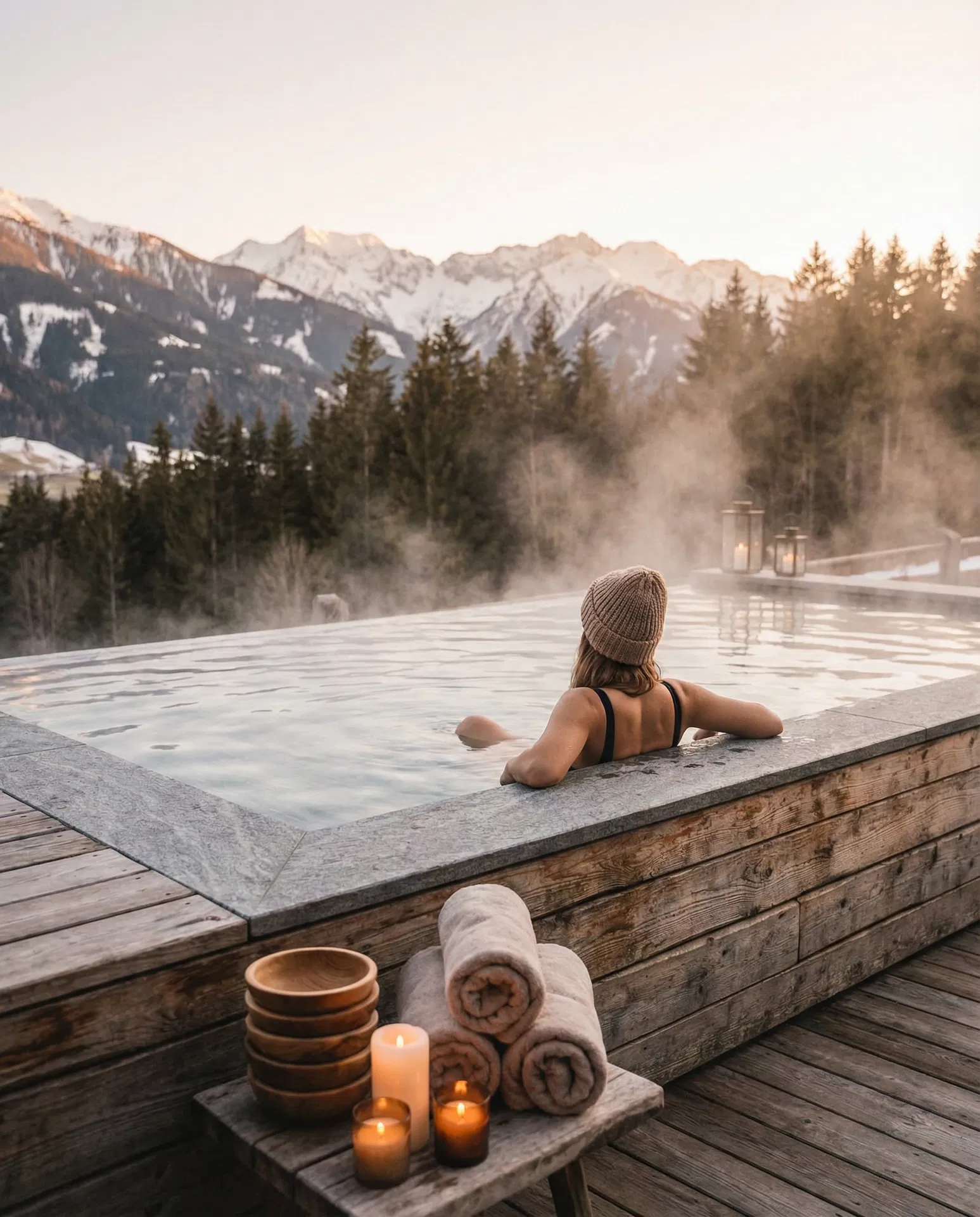Outdoor Pool mit Alpenblick