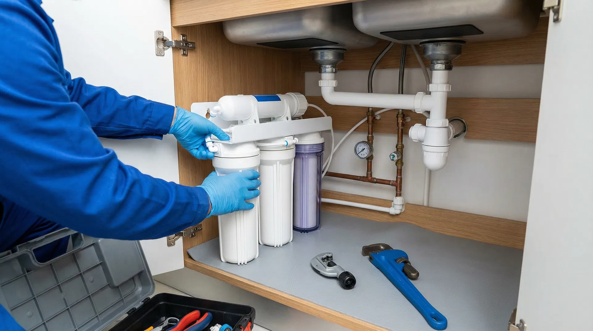 Professional water filter installation