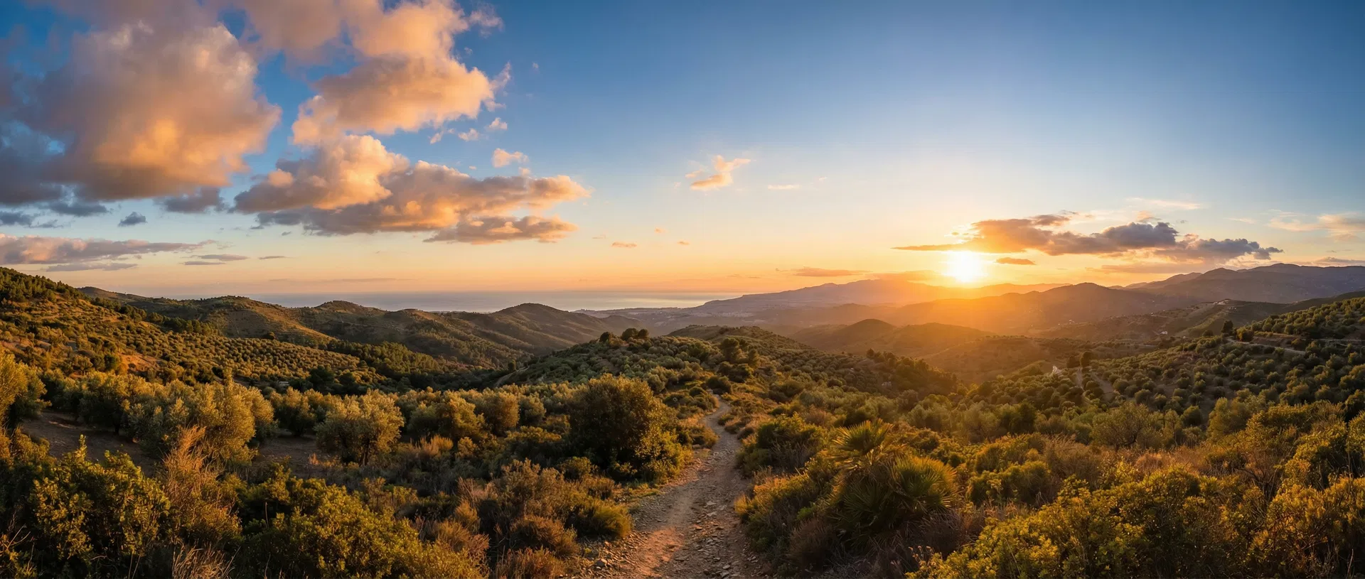 Panoramic view of the Málaga hills at golden hour