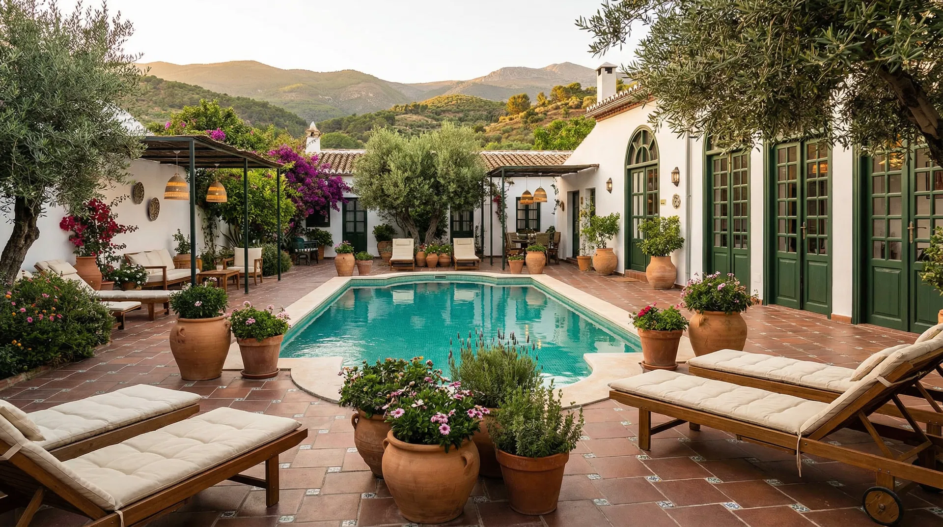 The venue pool and courtyard