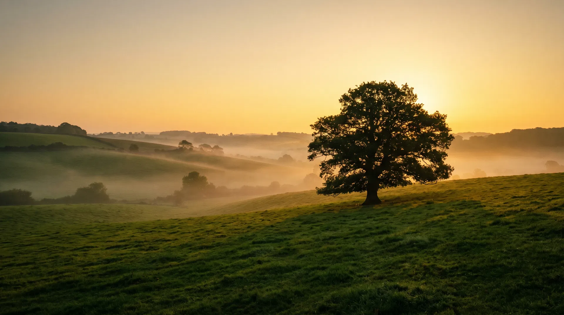 English countryside at dawn