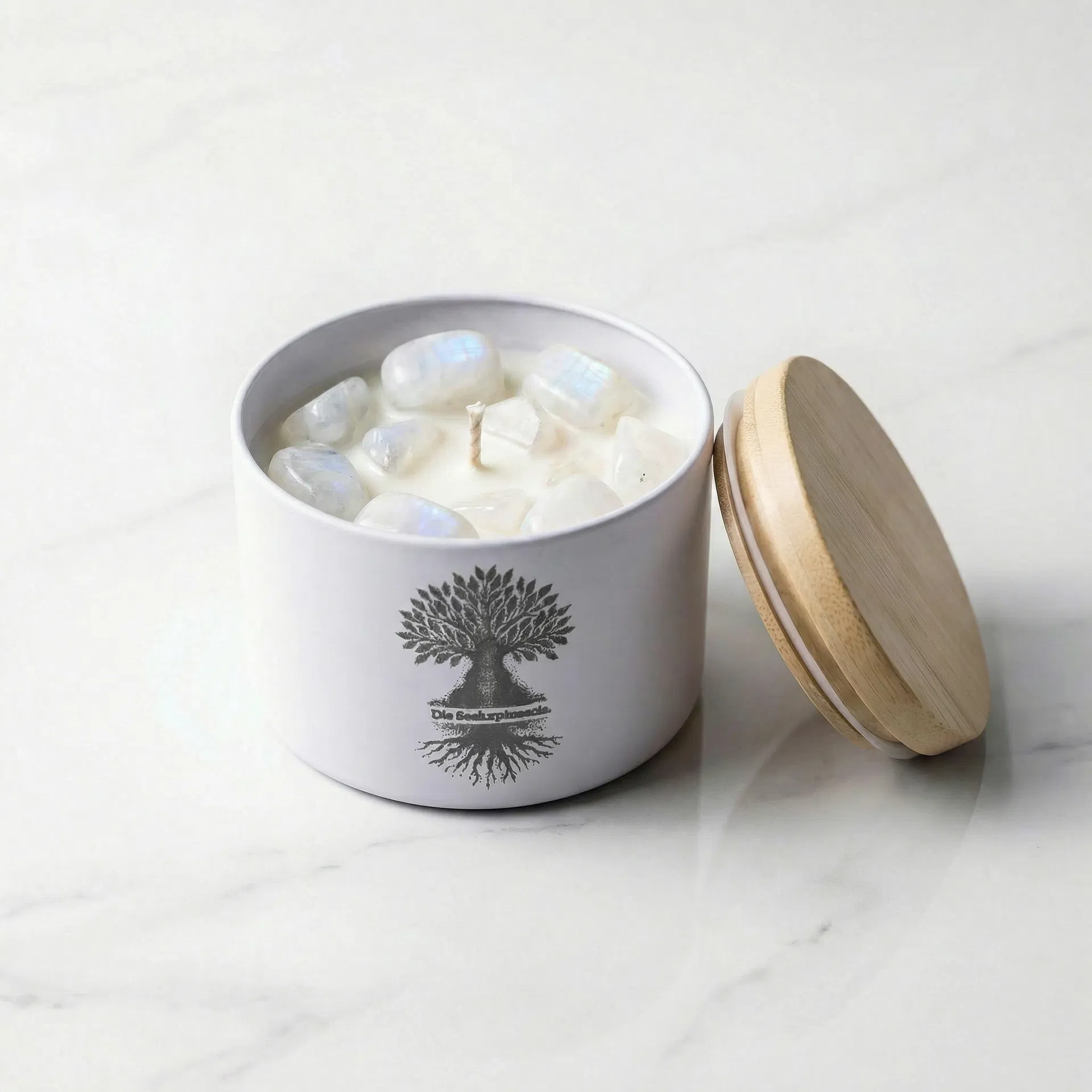 Meditationskerze – Mondstein