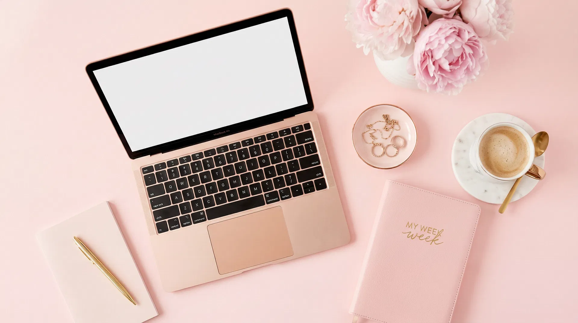Feminine work from home workspace
