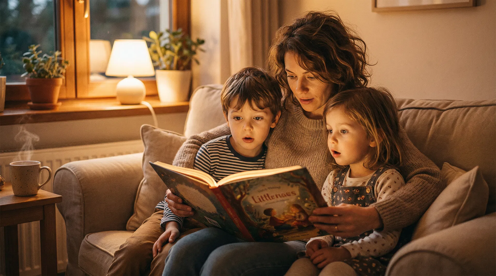 Mutter liest Kindern vor