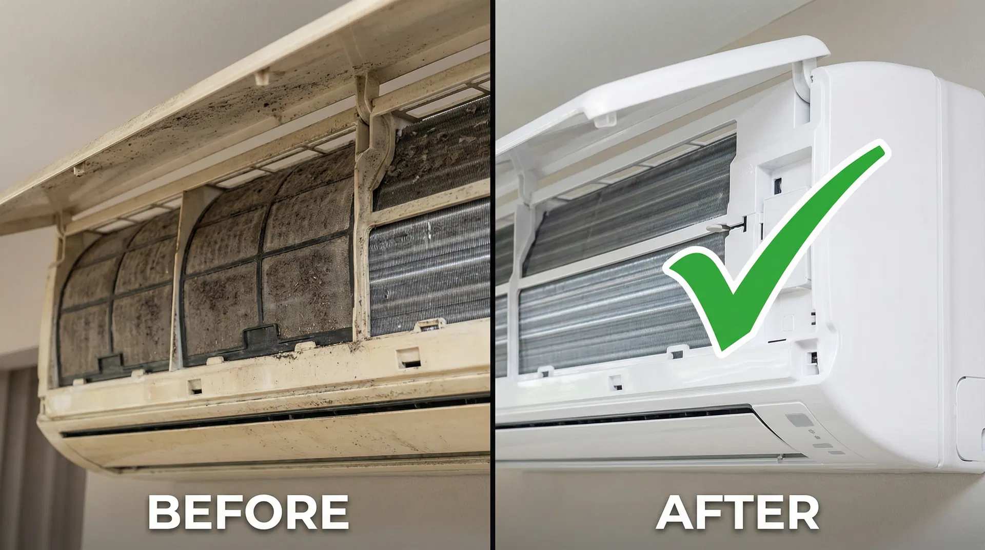 Mini-Split Heat Pump Cleaning Mini-Split Heat Pump Cleaning before and after results by NordAir Atlantic in Nova Scotia