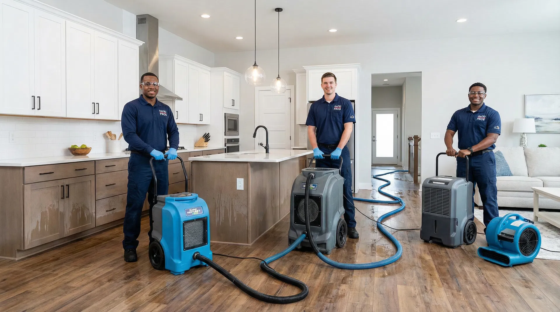 Indoor-Restore Services restoration team responding to emergency