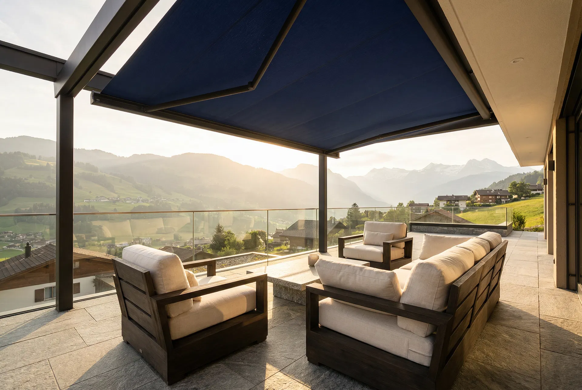 Hochwertige Storen-Anlage auf Terrasse