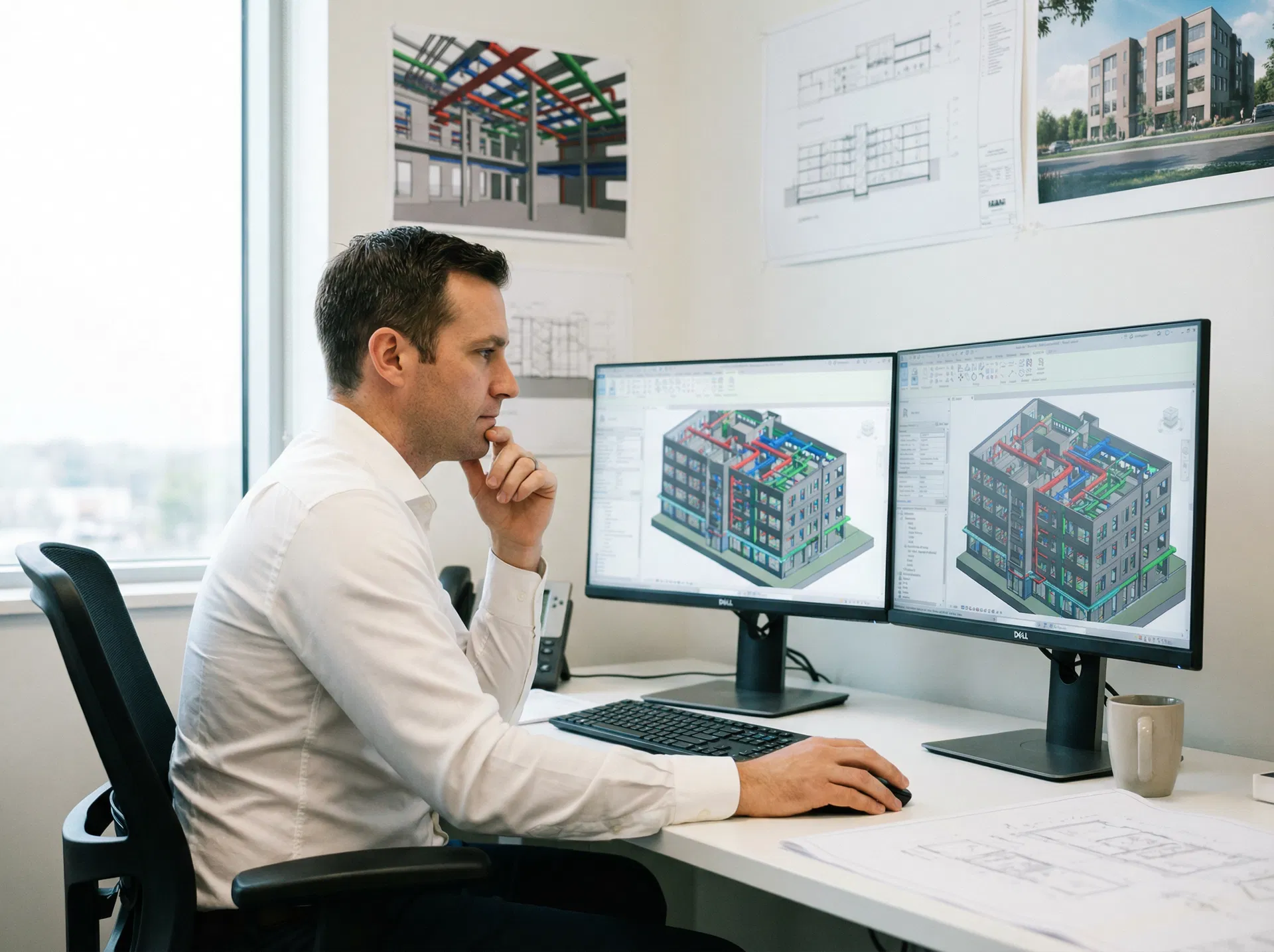 Engineer working on BIM model