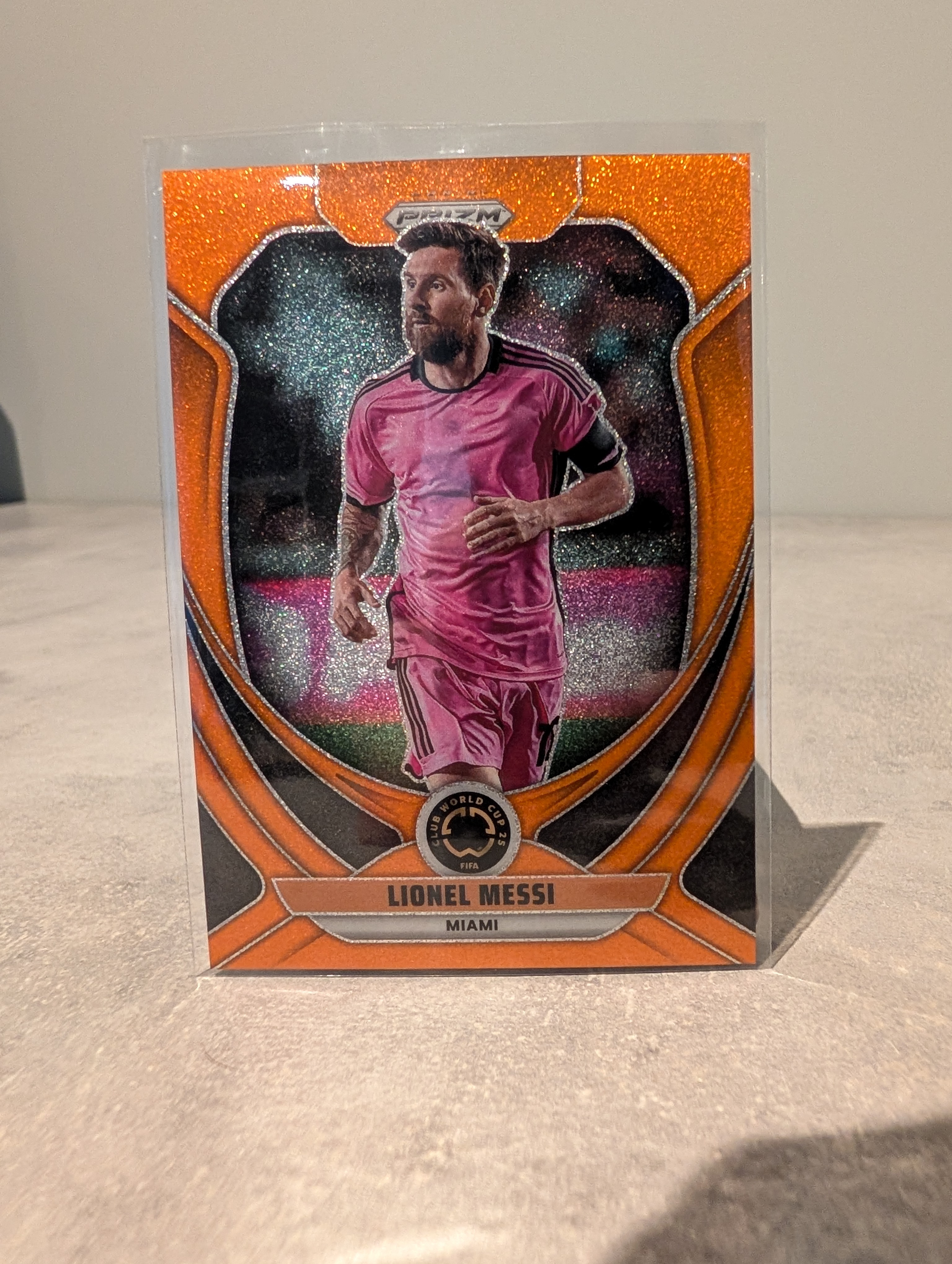 Lionel Messi - Orange Glitter Prizm Orange Glitter Prizm - Trading Card Image