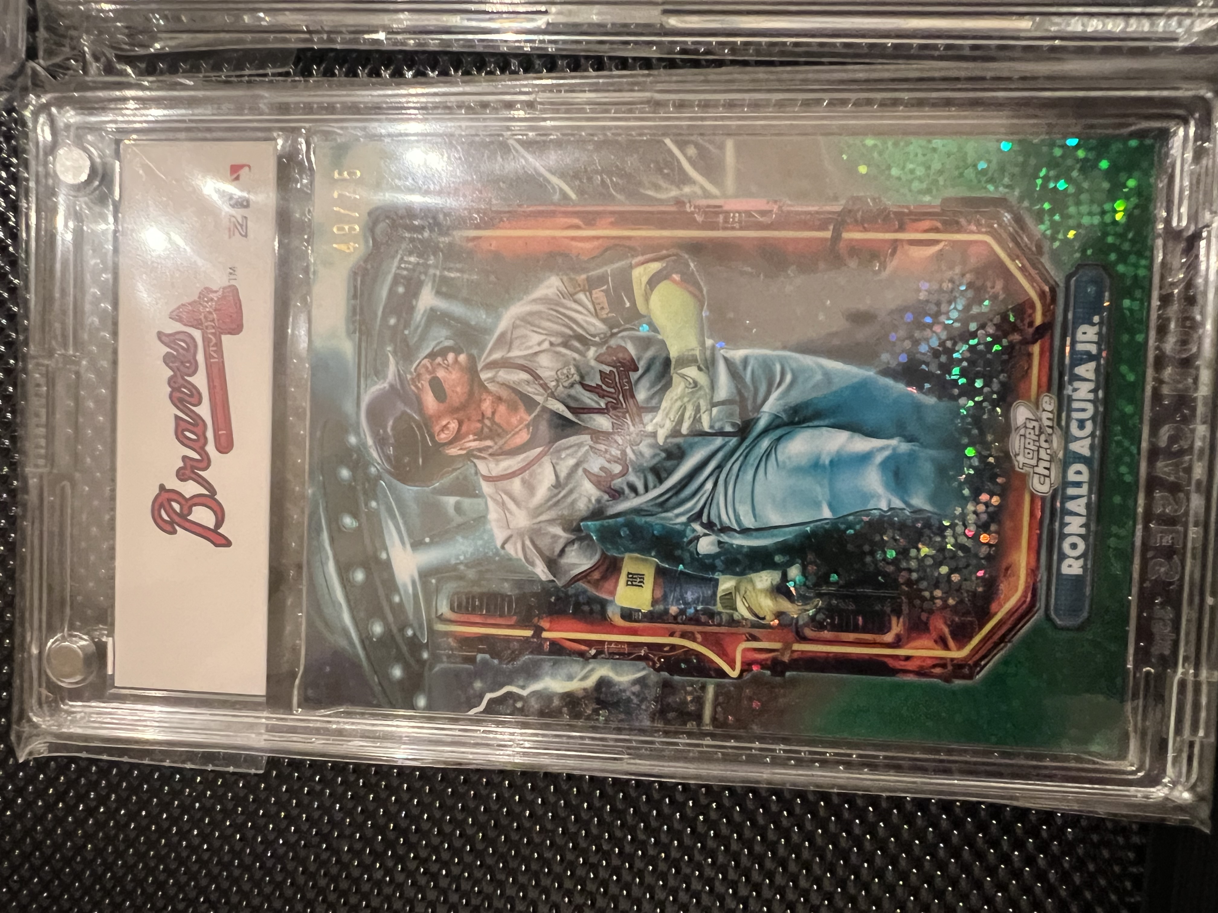 Ronald Acuña Jr. 2025 Topps Chrome Green Refractor Green Refractor Near Mint - Trading Card Image